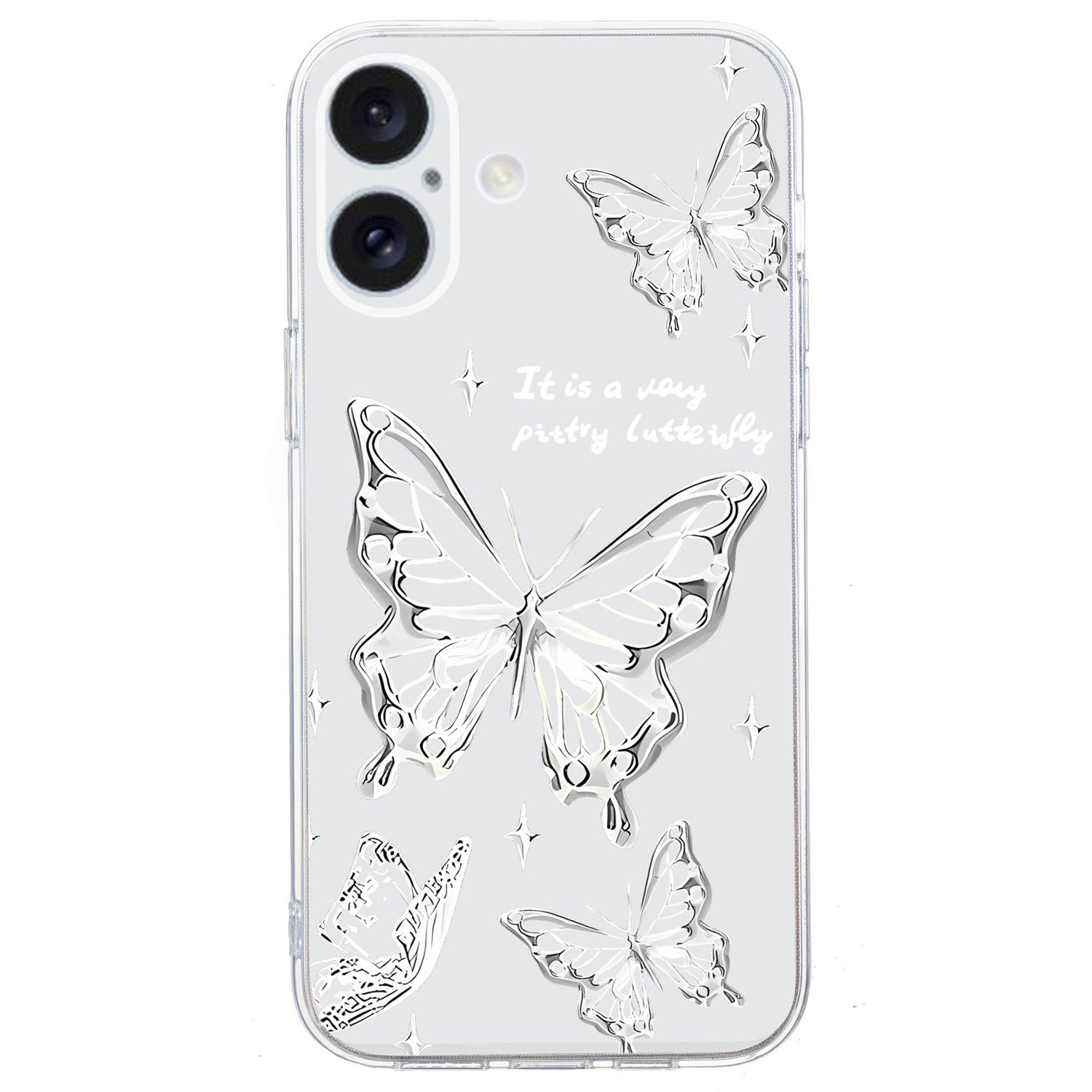 For iPhone 16 Case Soft TPU Pattern Printing Phone Cover with Transparent Edge - Butterfly