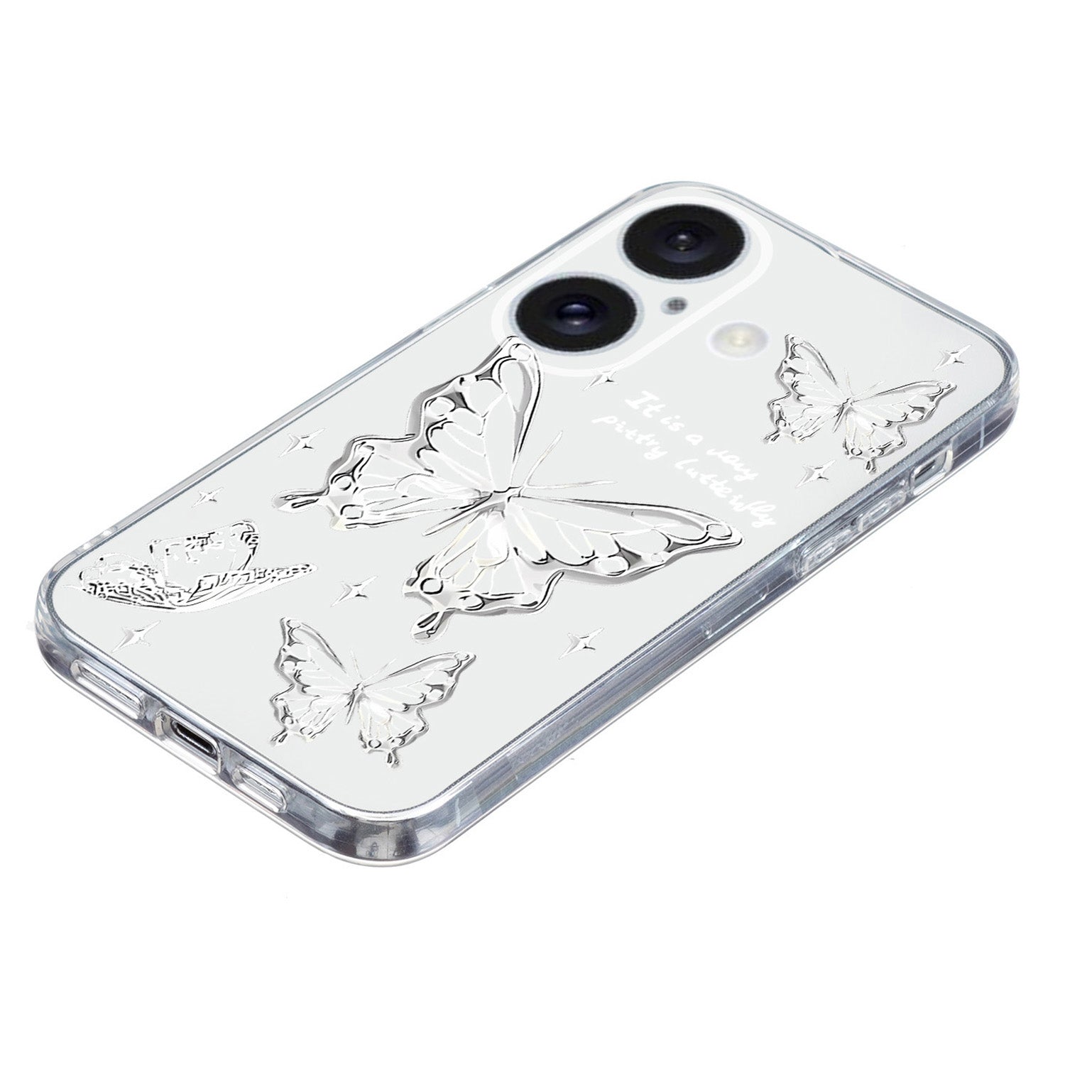 For iPhone 16 Case Soft TPU Pattern Printing Phone Cover with Transparent Edge - Butterfly