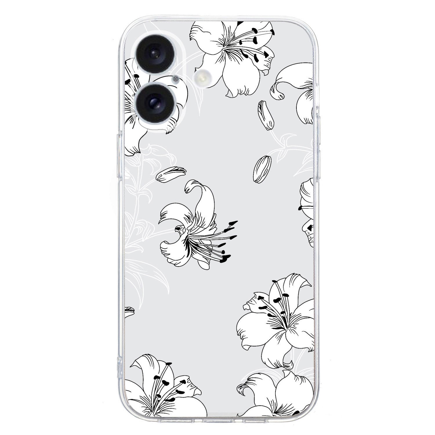 For iPhone 16 Plus Case Pattern Print TPU Protective Phone Cover - White Flower