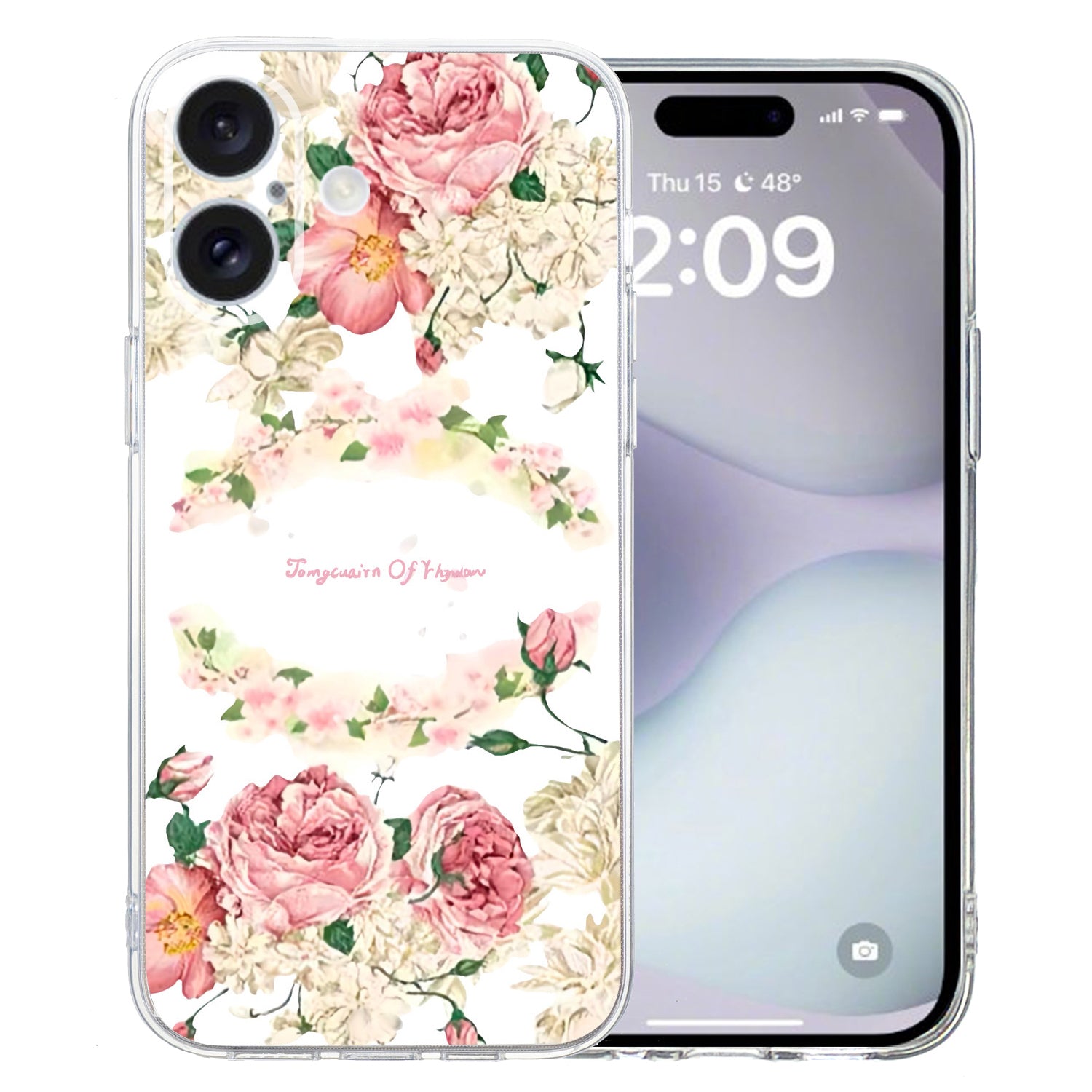 For iPhone 16 Plus Case Pattern Print TPU Protective Phone Cover - Rose