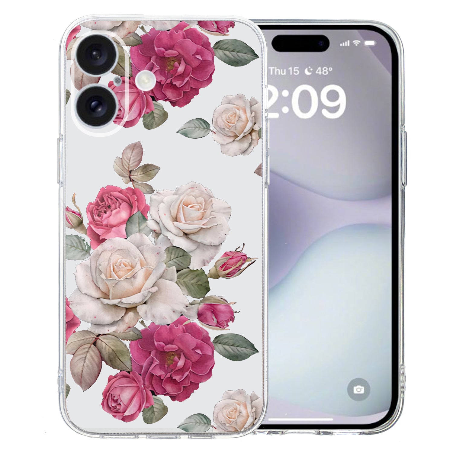 For iPhone 16 Plus Case Pattern Print TPU Protective Phone Cover - Peony