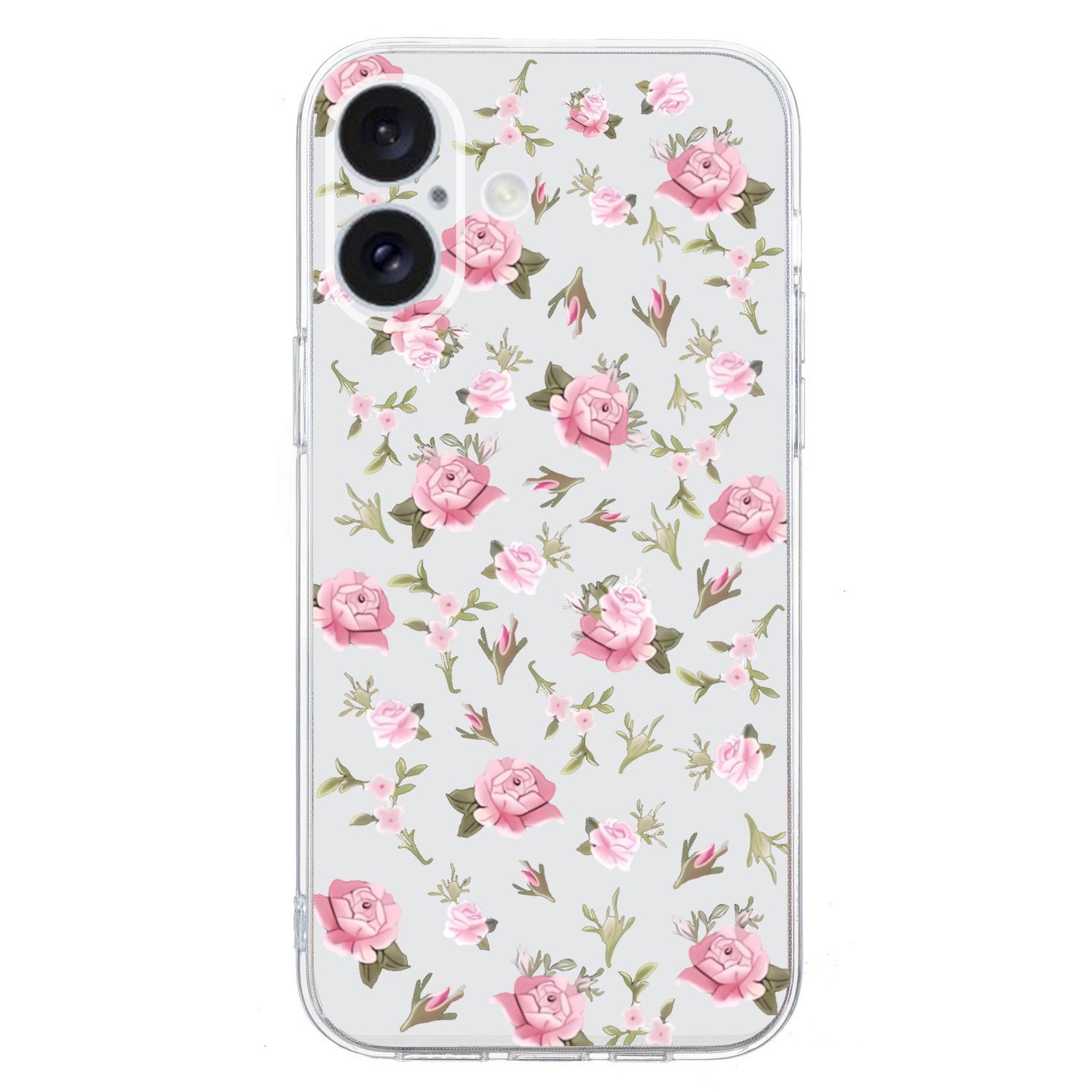 For iPhone 16 Plus Case Pattern Print TPU Protective Phone Cover - Pink Flower