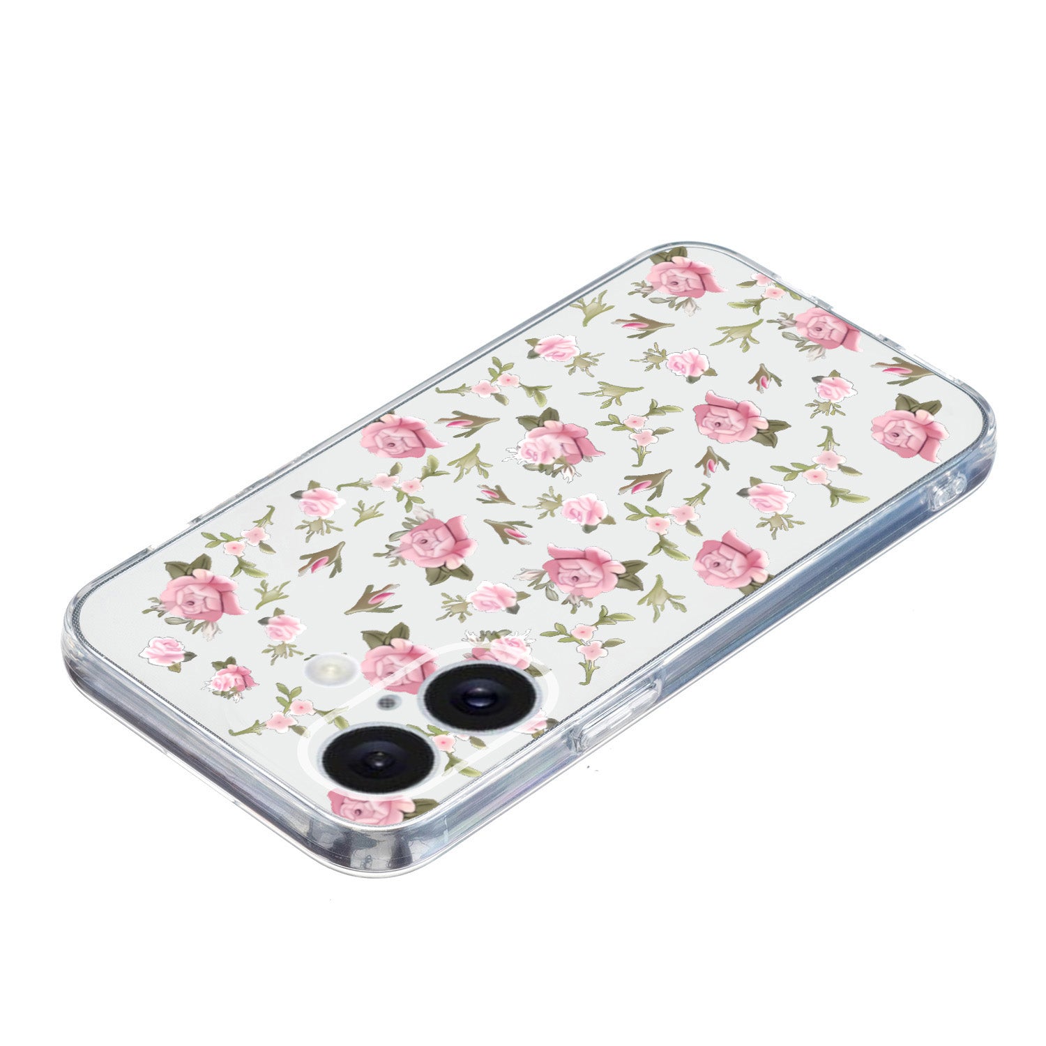 For iPhone 16 Plus Case Pattern Print TPU Protective Phone Cover - Pink Flower