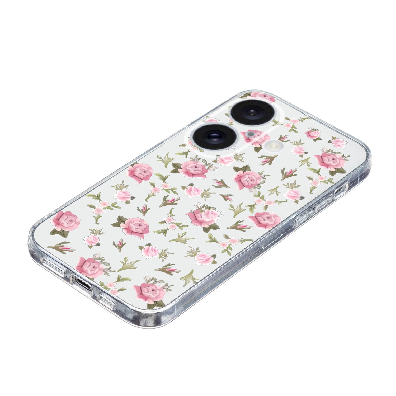 For iPhone 16 Plus Case Pattern Print TPU Protective Phone Cover - Pink Flower