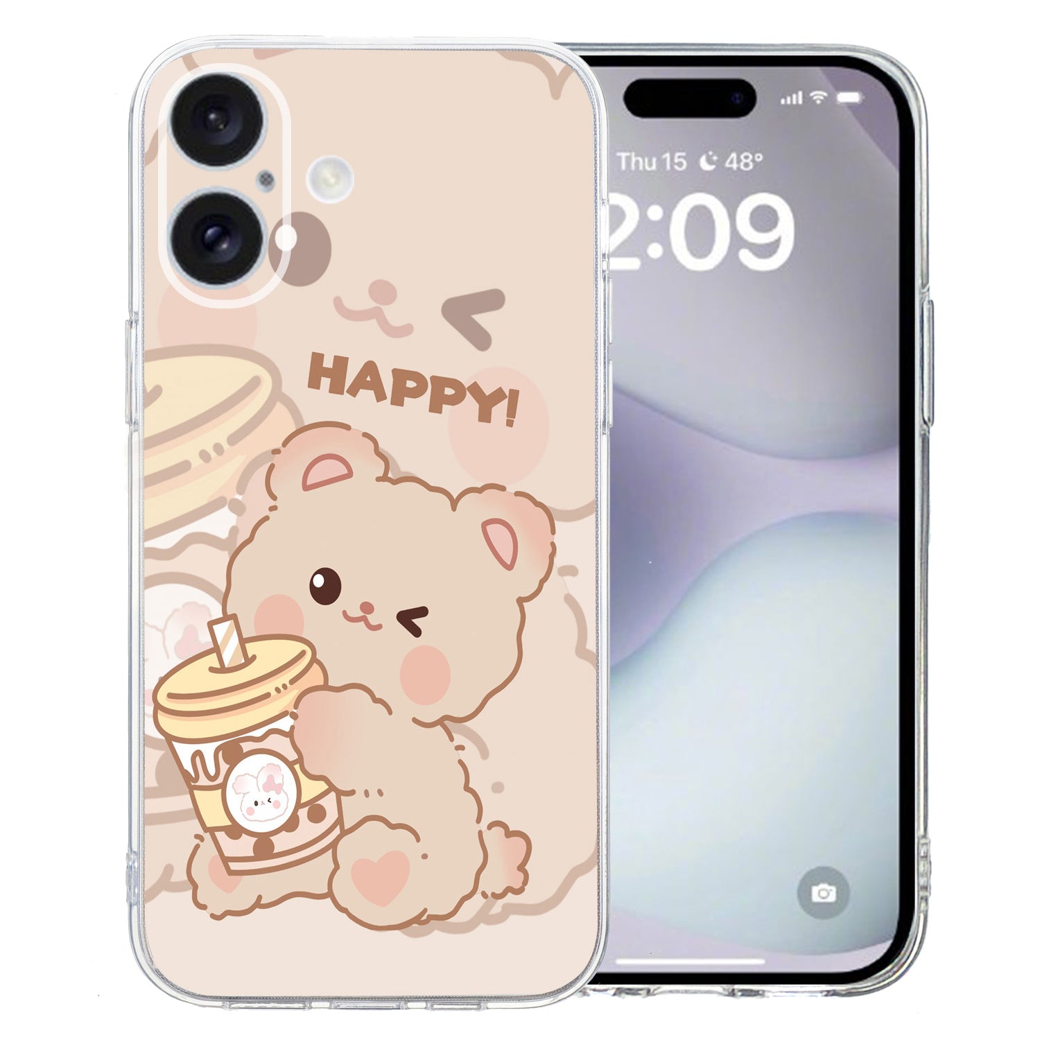 For iPhone 16 Plus Case Pattern Print TPU Protective Phone Cover - Bear