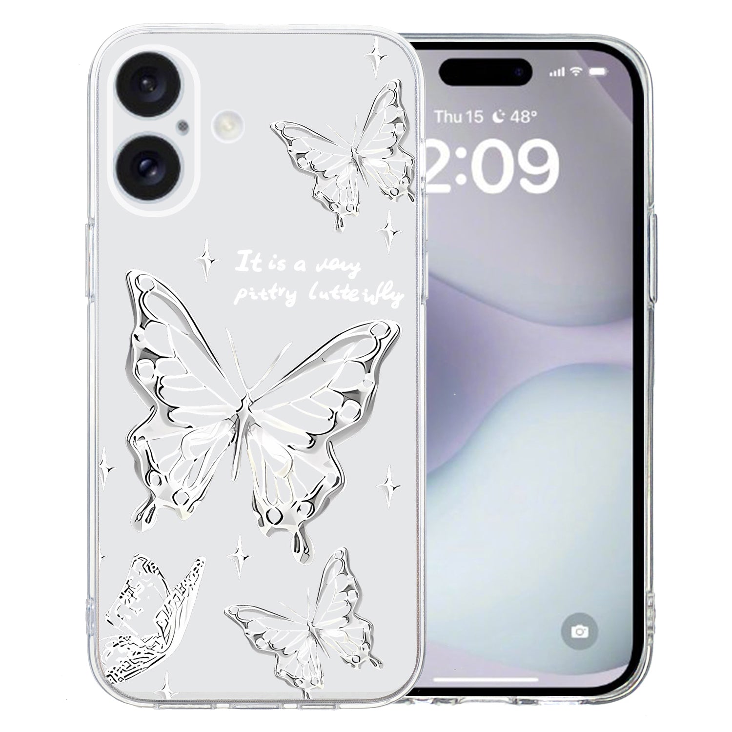 For iPhone 16 Plus Case Pattern Print TPU Protective Phone Cover - Butterfly