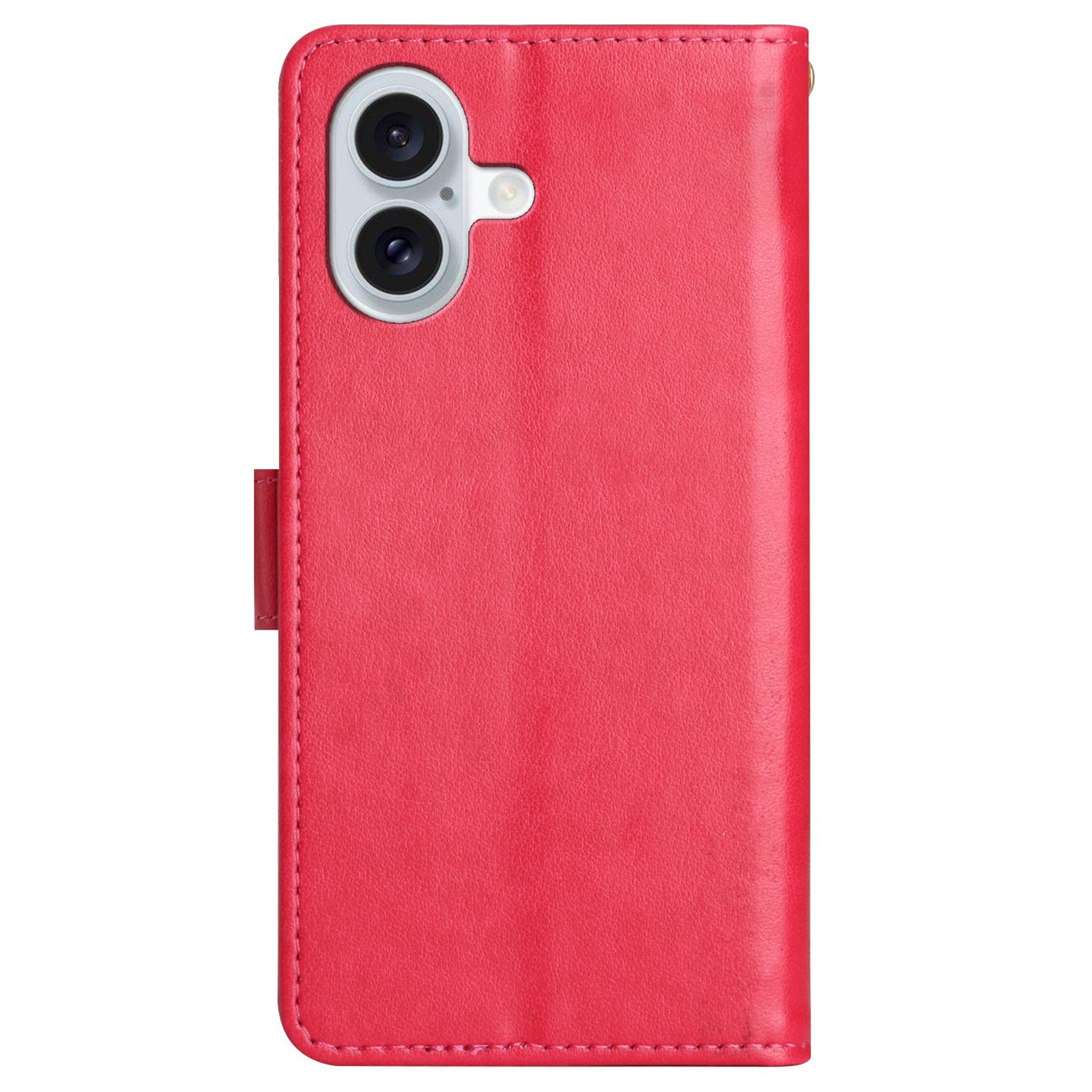 For iPhone 16 Case Flip Shockproof Butterfly Floral Leather Phone Cover - Red