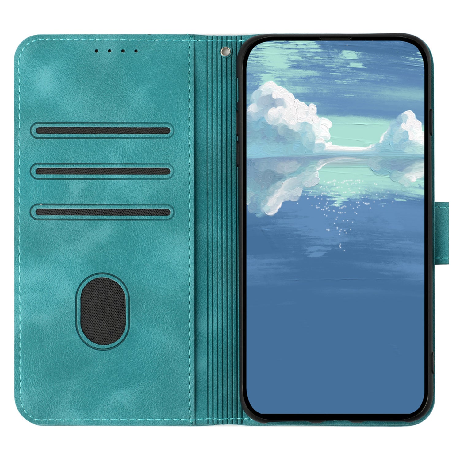 YX0040 For iPhone 16 Plus Case Geometric Leather Phone Cover with Wallet Stand - Baby Blue