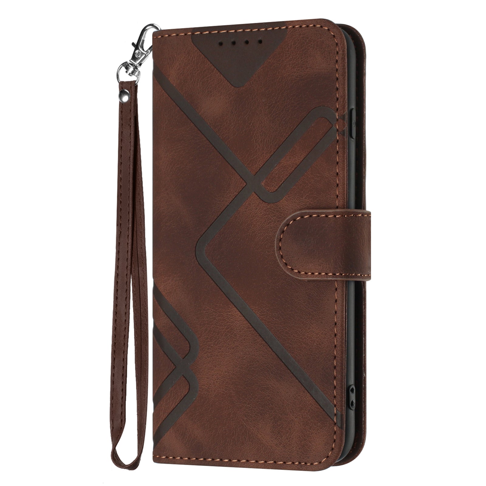 YX0040 For iPhone 16 Plus Case Geometric Leather Phone Cover with Wallet Stand - Coffee