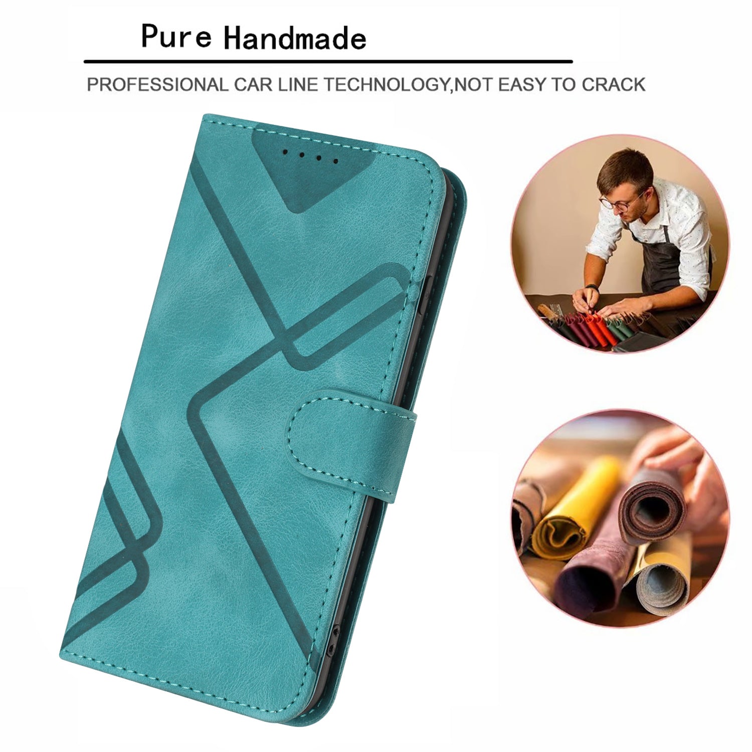 YX0040 For iPhone 16 Pro Leather Case Geometry Pattern Wallet Phone Cover - Baby Blue