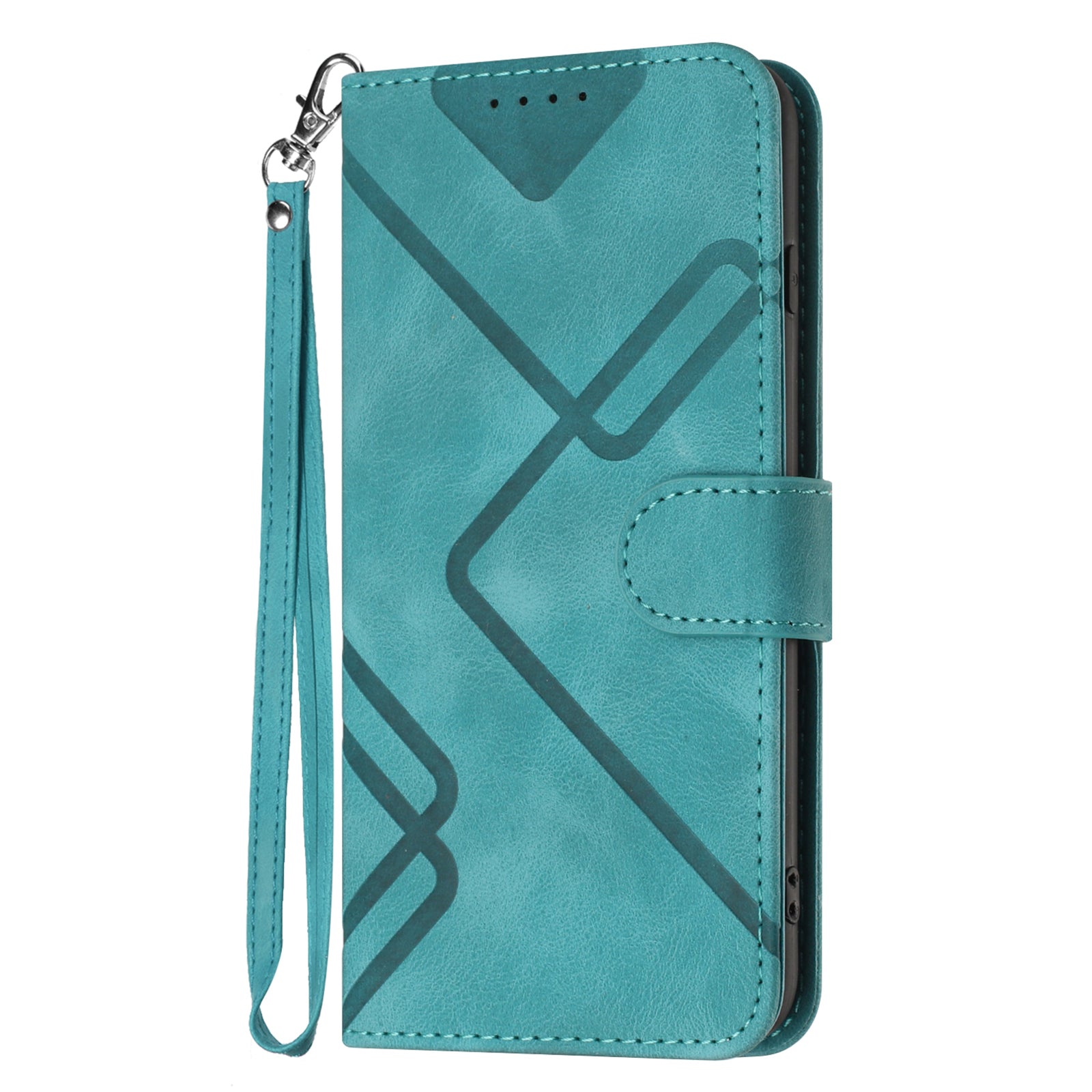 YX0040 For iPhone 16 Pro Leather Case Geometry Pattern Wallet Phone Cover - Baby Blue