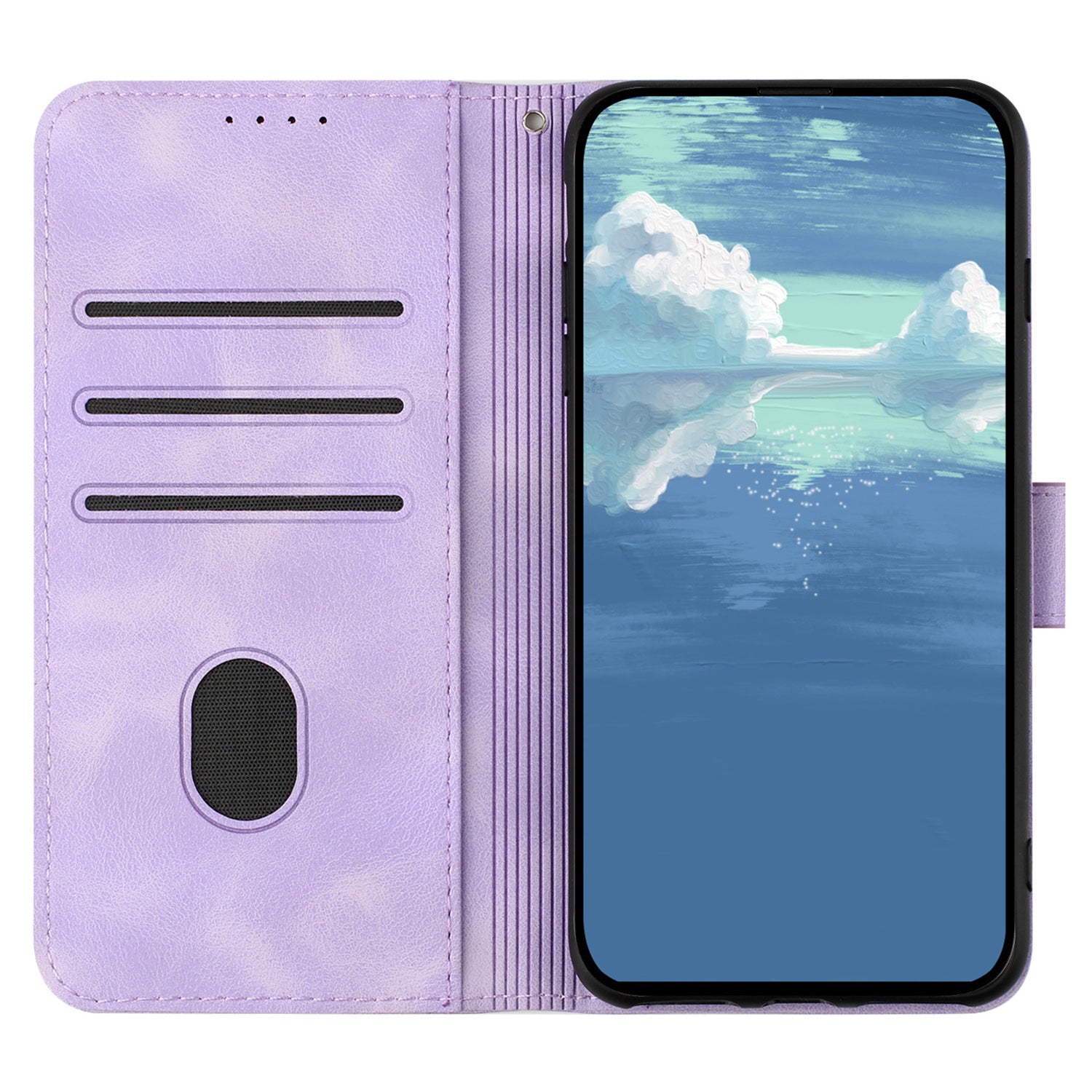 YX0040 For iPhone 16 Pro Leather Case Geometry Pattern Wallet Phone Cover - Light Purple