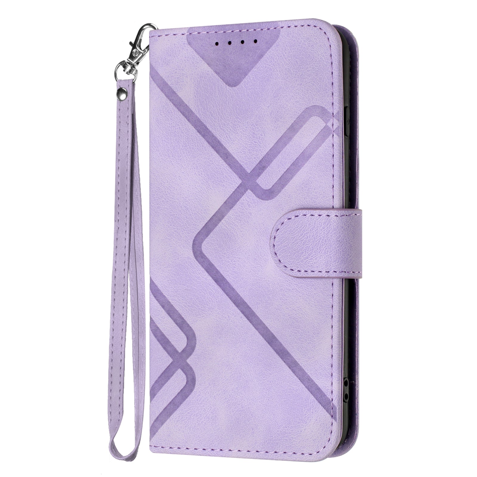 YX0040 For iPhone 16 Pro Leather Case Geometry Pattern Wallet Phone Cover - Light Purple