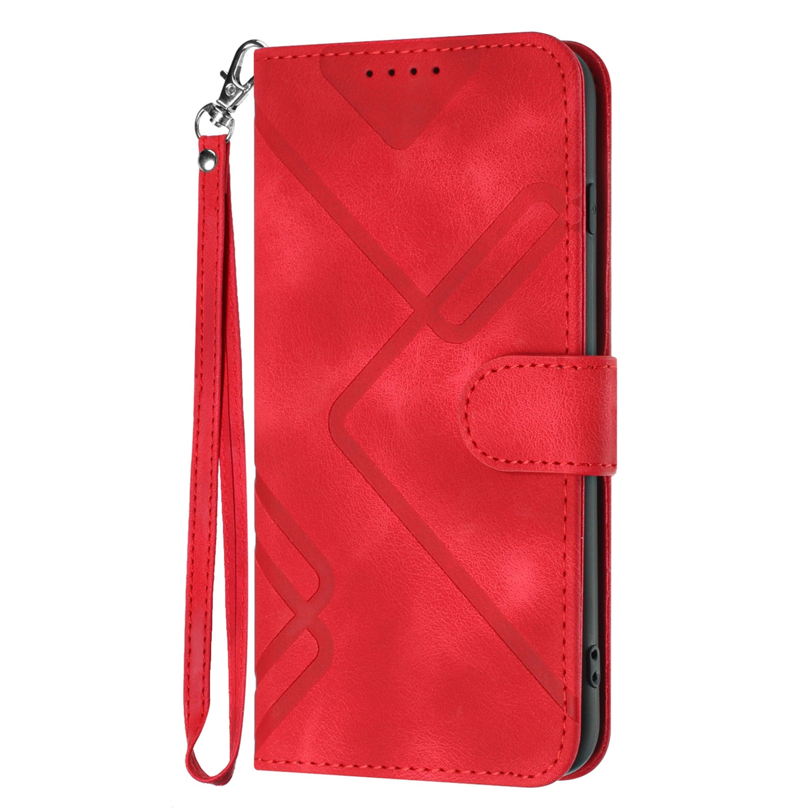 YX0040 For iPhone 16 Pro Leather Case Geometry Pattern Wallet Phone Cover - Red