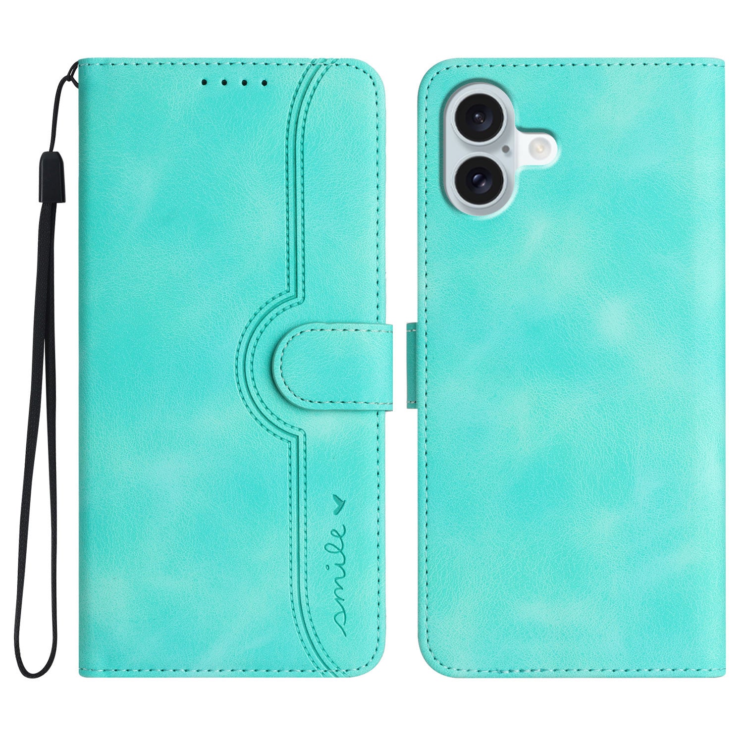 YX0030 For iPhone 16 Plus Case PU Leather Stand Wallet Flip Phone Cover - Baby Blue