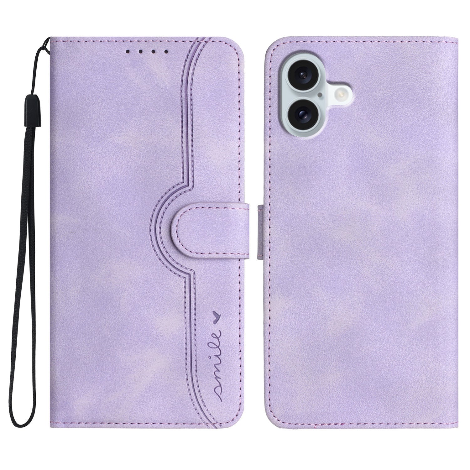 YX0030 For iPhone 16 Plus Case PU Leather Stand Wallet Flip Phone Cover - Light Purple