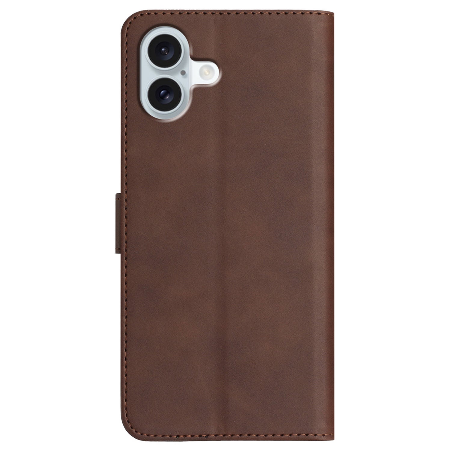 YX0030 For iPhone 16 Plus Case PU Leather Stand Wallet Flip Phone Cover - Coffee