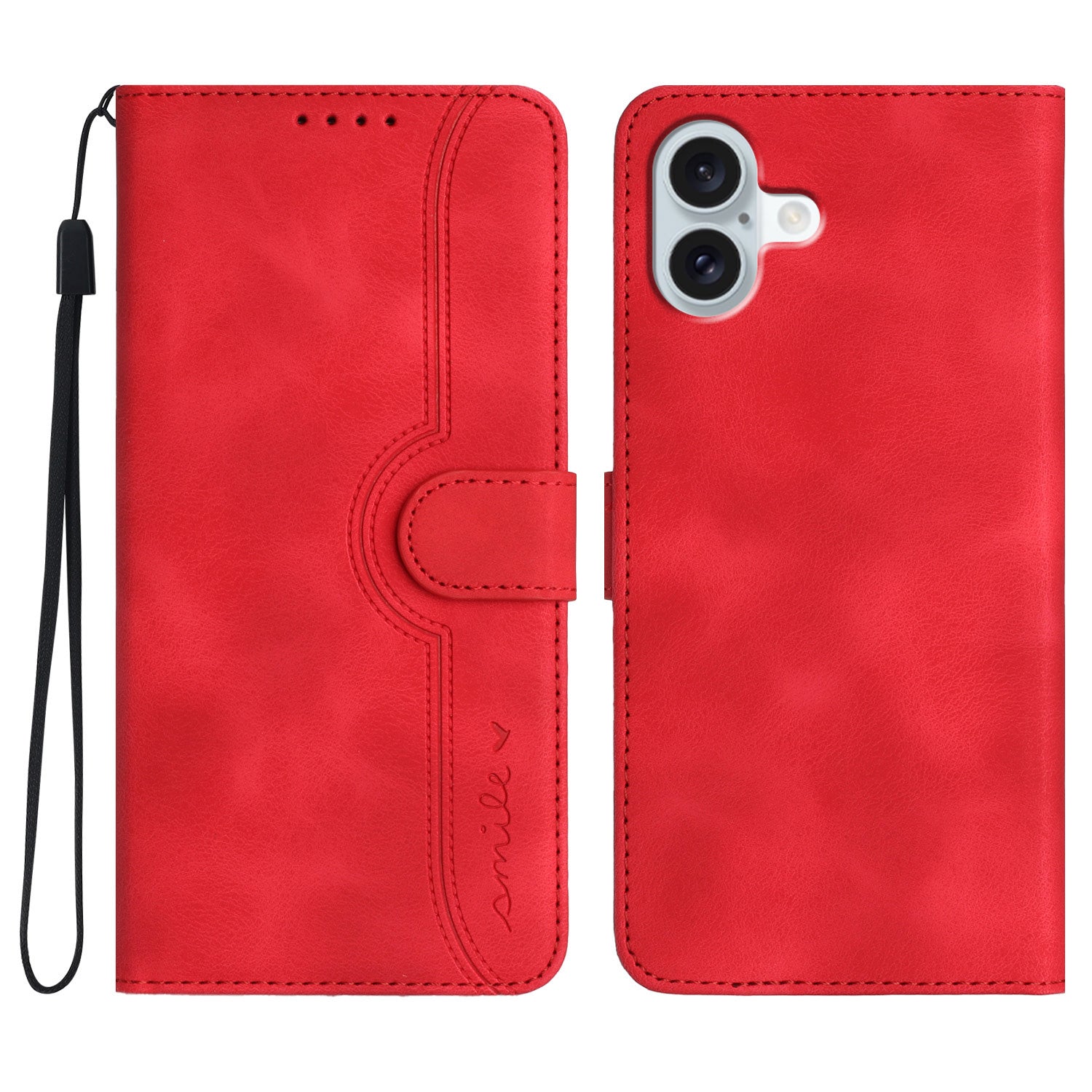 YX0030 For iPhone 16 Plus Case PU Leather Stand Wallet Flip Phone Cover - Red