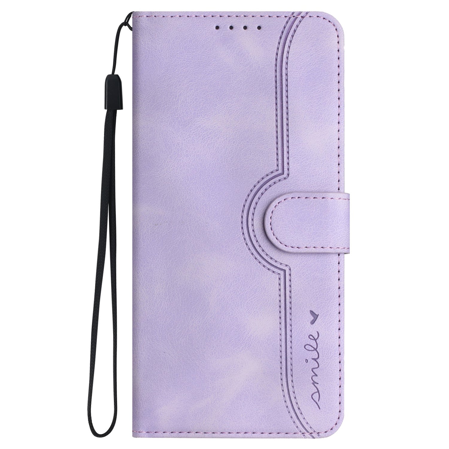 YX0030 For iPhone 16 Pro Case Smile Imprinted Leather Phone Cover with Wallet - Light Purple