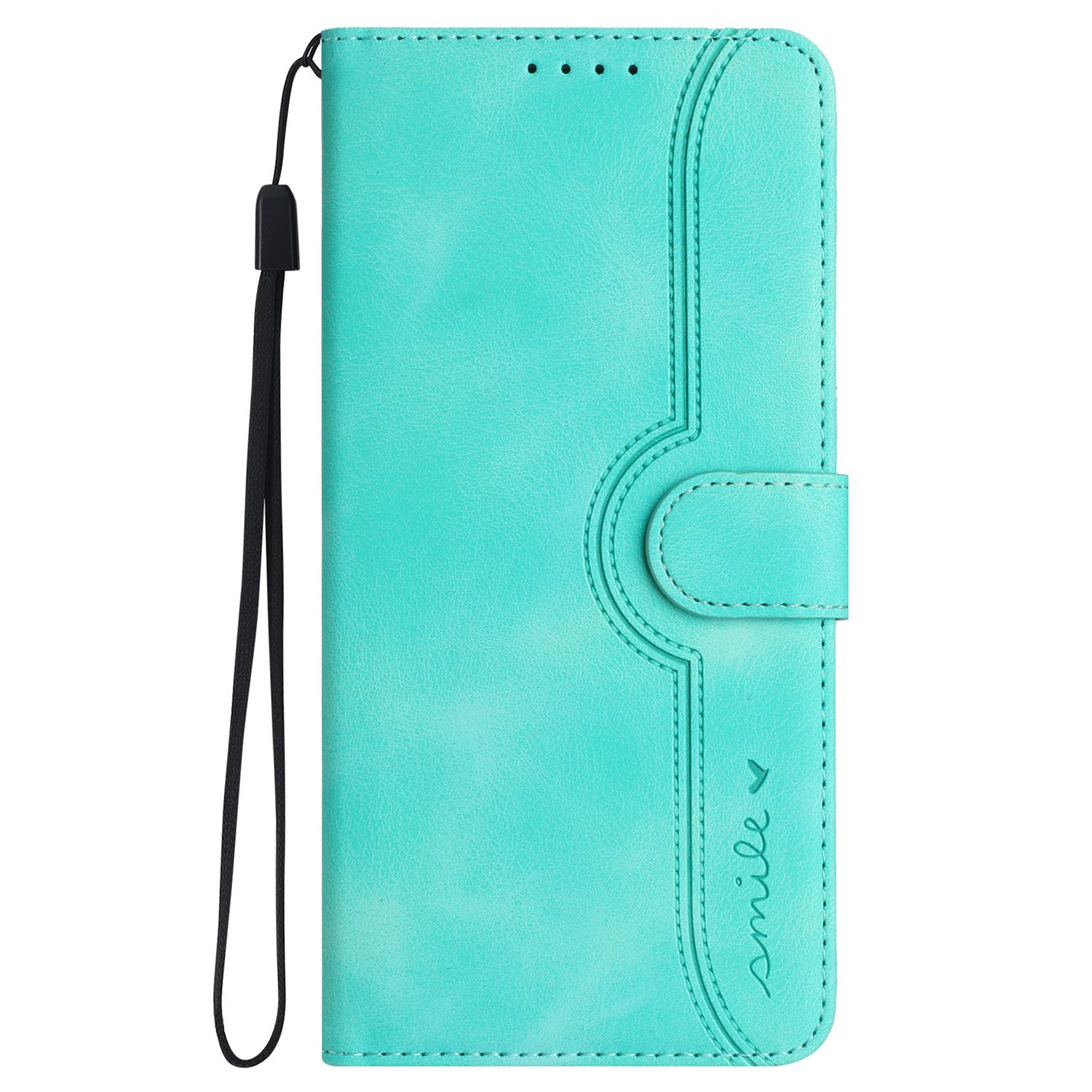 YX0030 For iPhone 16 Pro Case Smile Imprinted Leather Phone Cover with Wallet - Baby Blue