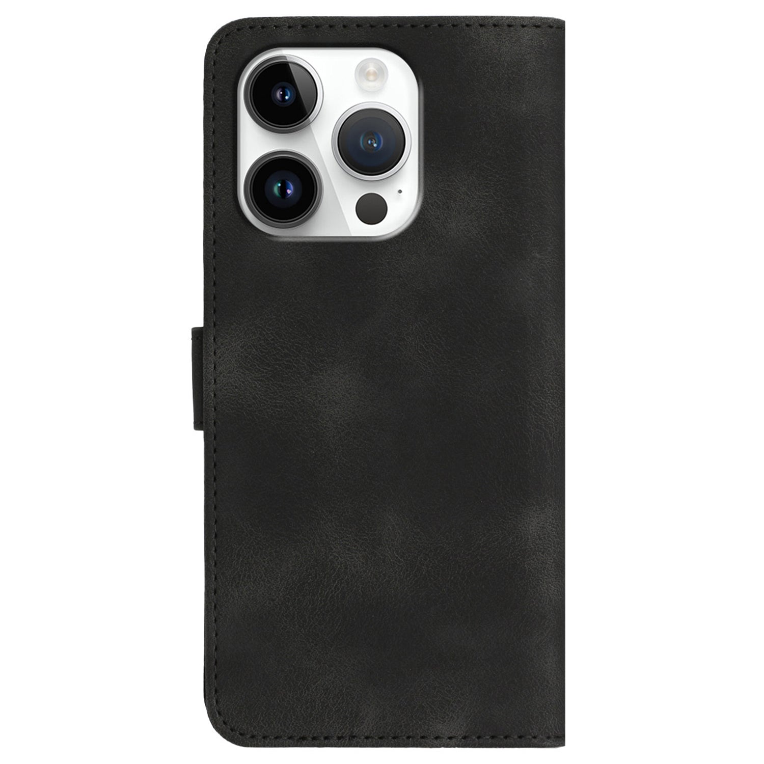 YX0030 For iPhone 16 Pro Case Smile Imprinted Leather Phone Cover with Wallet - Black