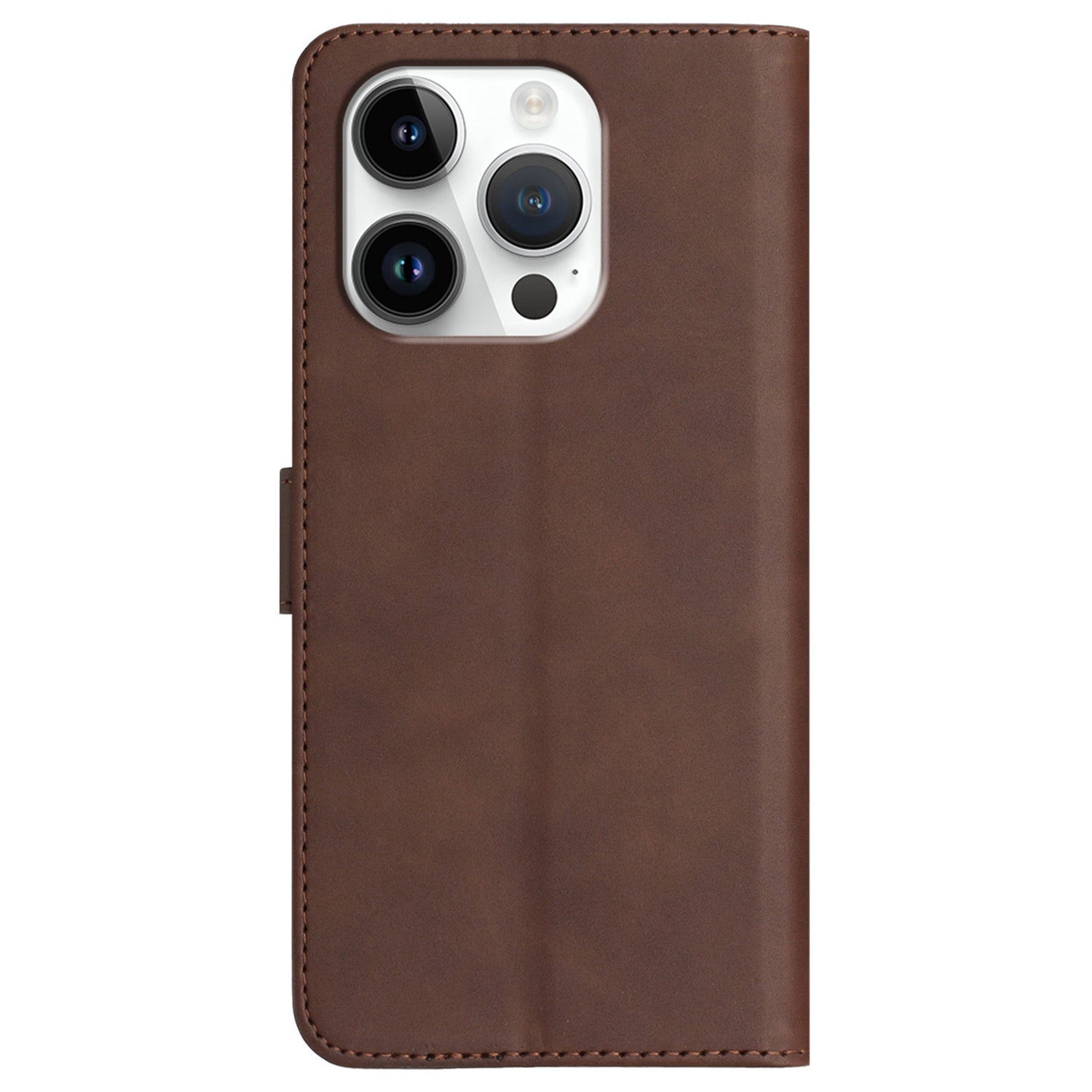 YX0030 For iPhone 16 Pro Case Smile Imprinted Leather Phone Cover with Wallet - Coffee