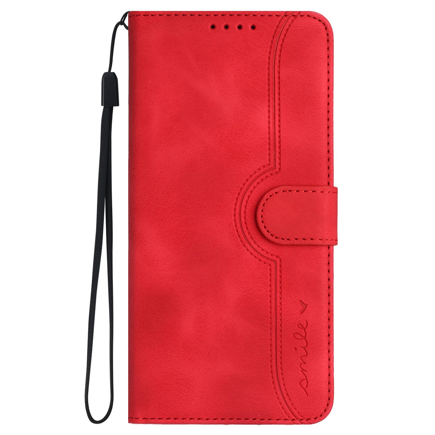 YX0030 For iPhone 16 Pro Case Smile Imprinted Leather Phone Cover with Wallet - Red