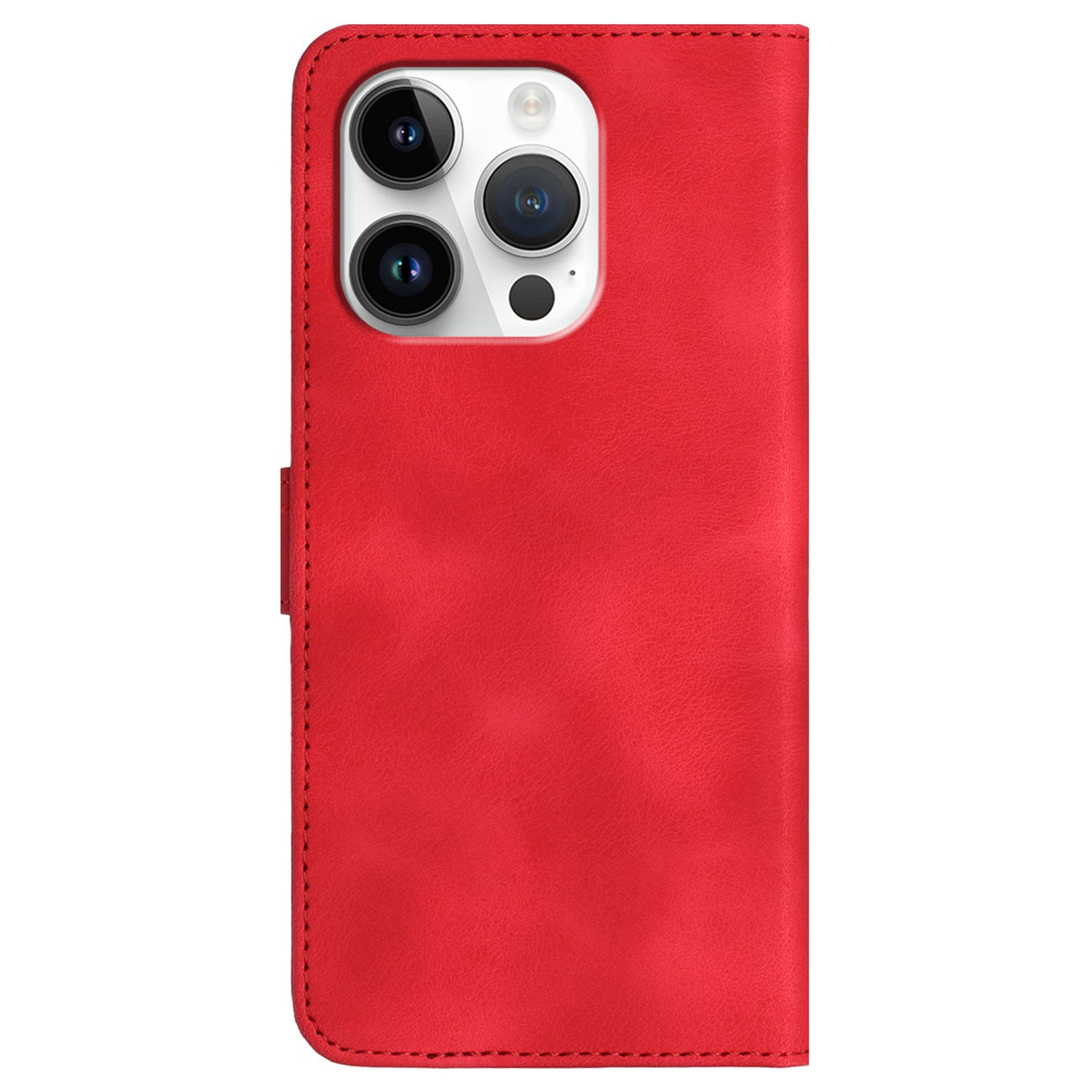 YX0030 For iPhone 16 Pro Case Smile Imprinted Leather Phone Cover with Wallet - Red