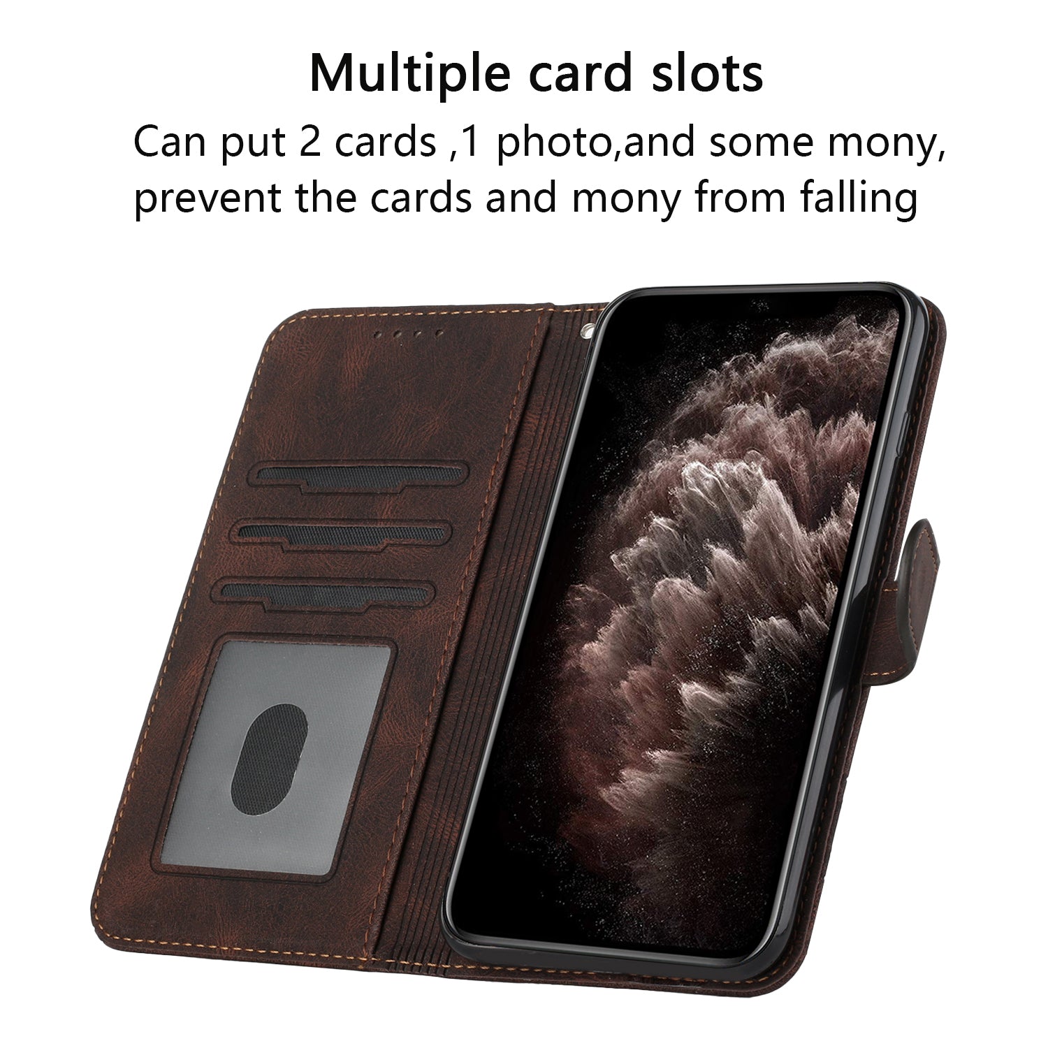 YX0010 Series for iPhone 16 Pro Max Case Skin Feeling PU Leather Wallet Phone Cover - Coffee