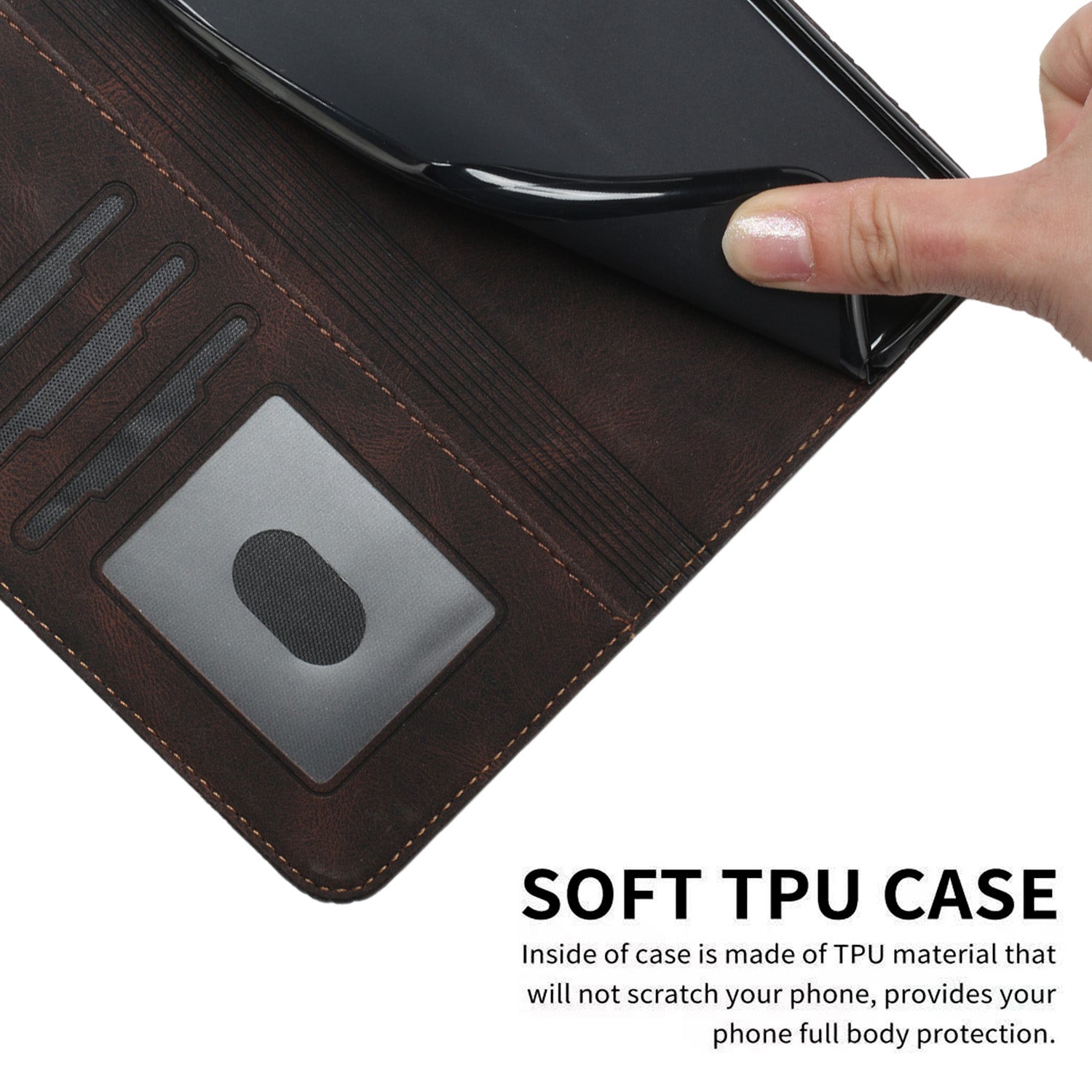 YX0010 Series for iPhone 16 Pro Max Case Skin Feeling PU Leather Wallet Phone Cover - Coffee