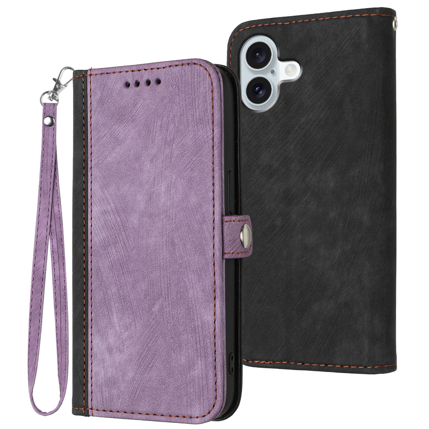 YX0020 For iPhone 16 Plus Case Skin Touch Texture Leather Wallet Phone Cover - Purple