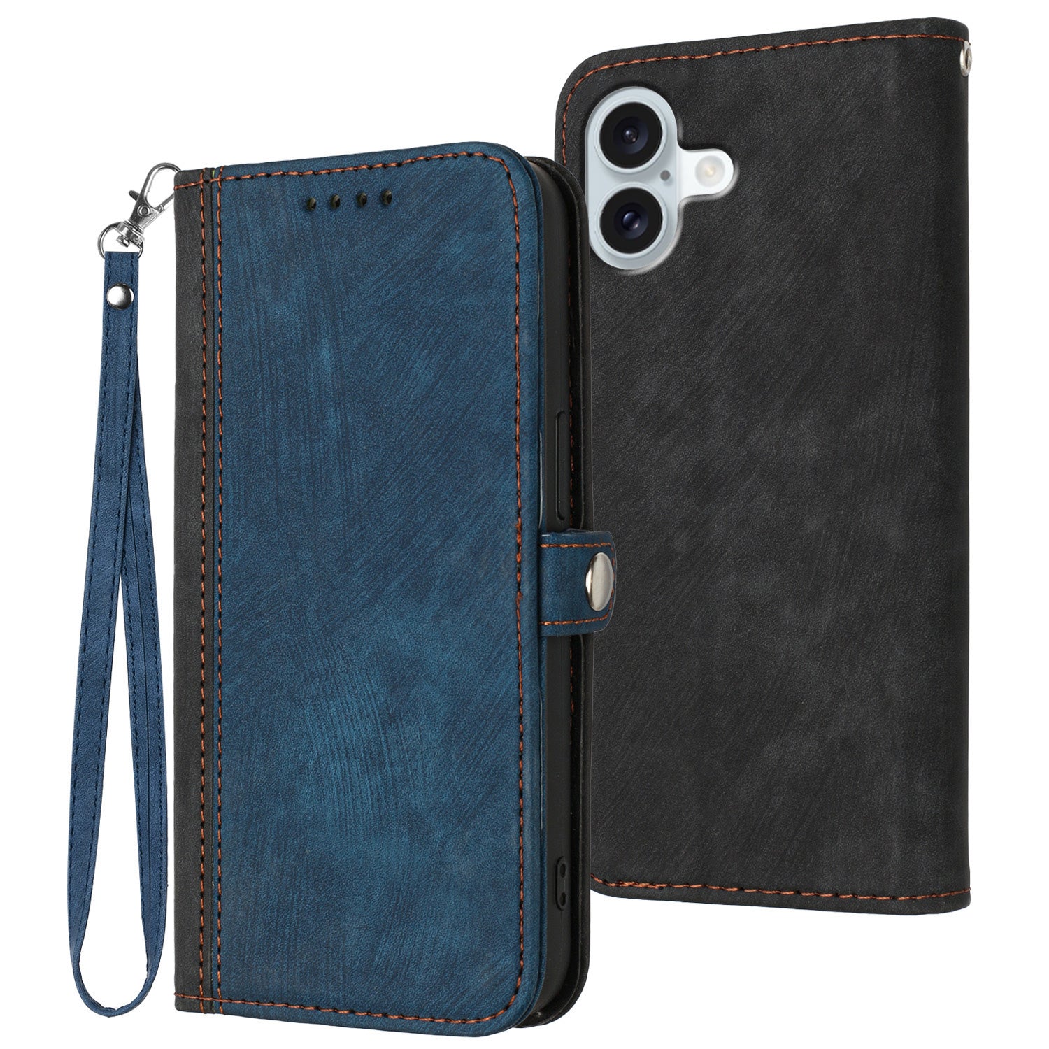 YX0020 For iPhone 16 Plus Case Skin Touch Texture Leather Wallet Phone Cover - Sapphire