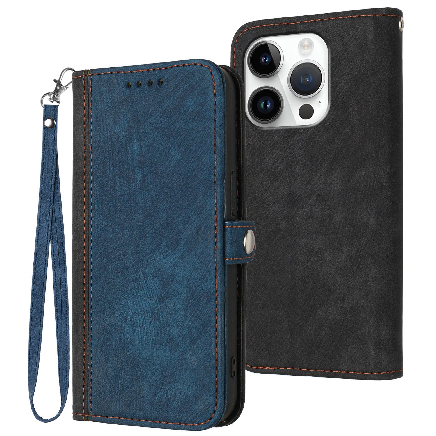 YX0020 For iPhone 16 Pro Case Wallet Stand Skin Touch Leather Phone Cover - Sapphire