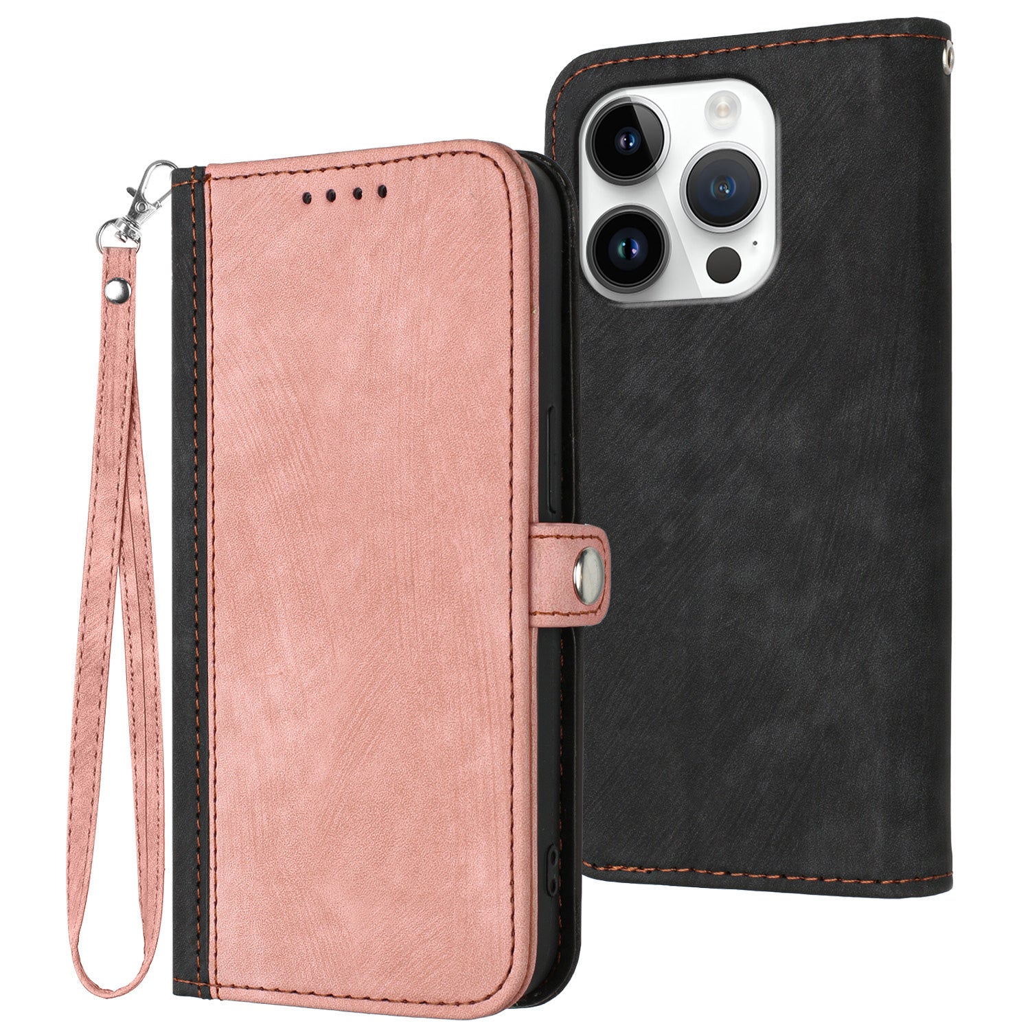 YX0020 For iPhone 16 Pro Case Wallet Stand Skin Touch Leather Phone Cover - Pink