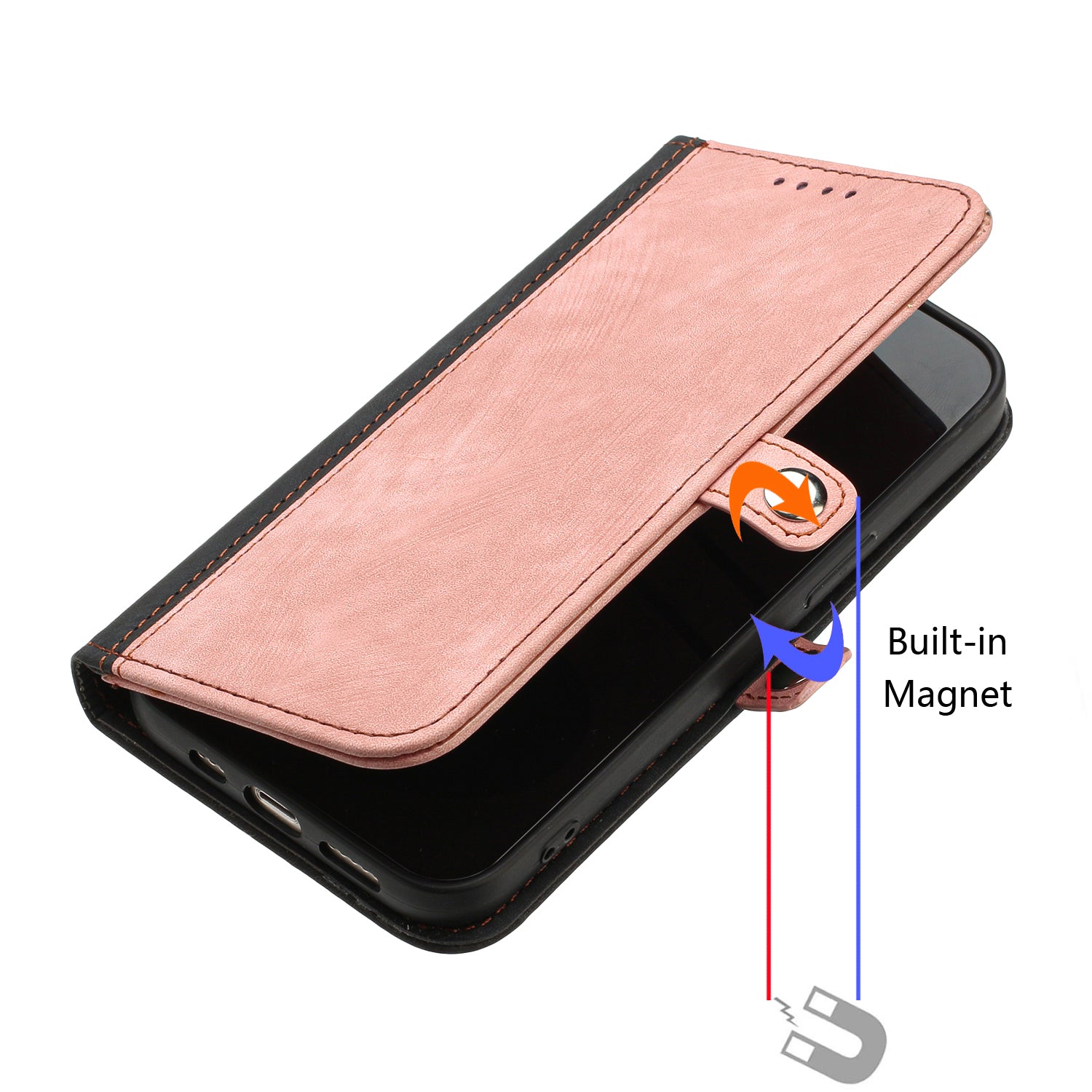 YX0020 For iPhone 16 Pro Max Case Phone Leather Cover Dual Magnetic Clasps - Pink