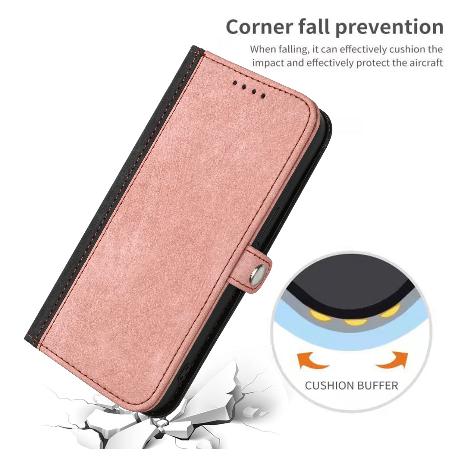 YX0020 For iPhone 16 Pro Max Case Phone Leather Cover Dual Magnetic Clasps - Pink