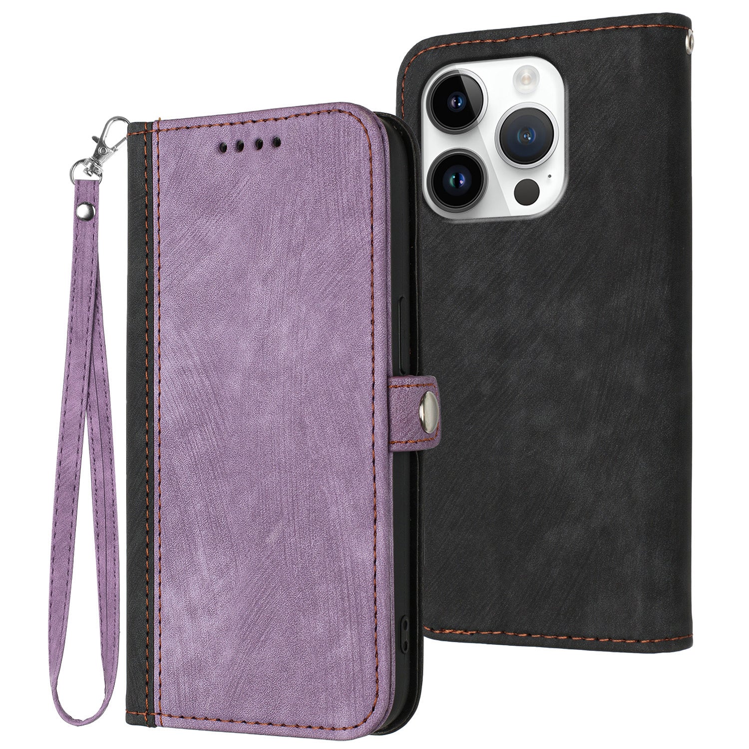 YX0020 For iPhone 16 Pro Max Case Phone Leather Cover Dual Magnetic Clasps - Purple