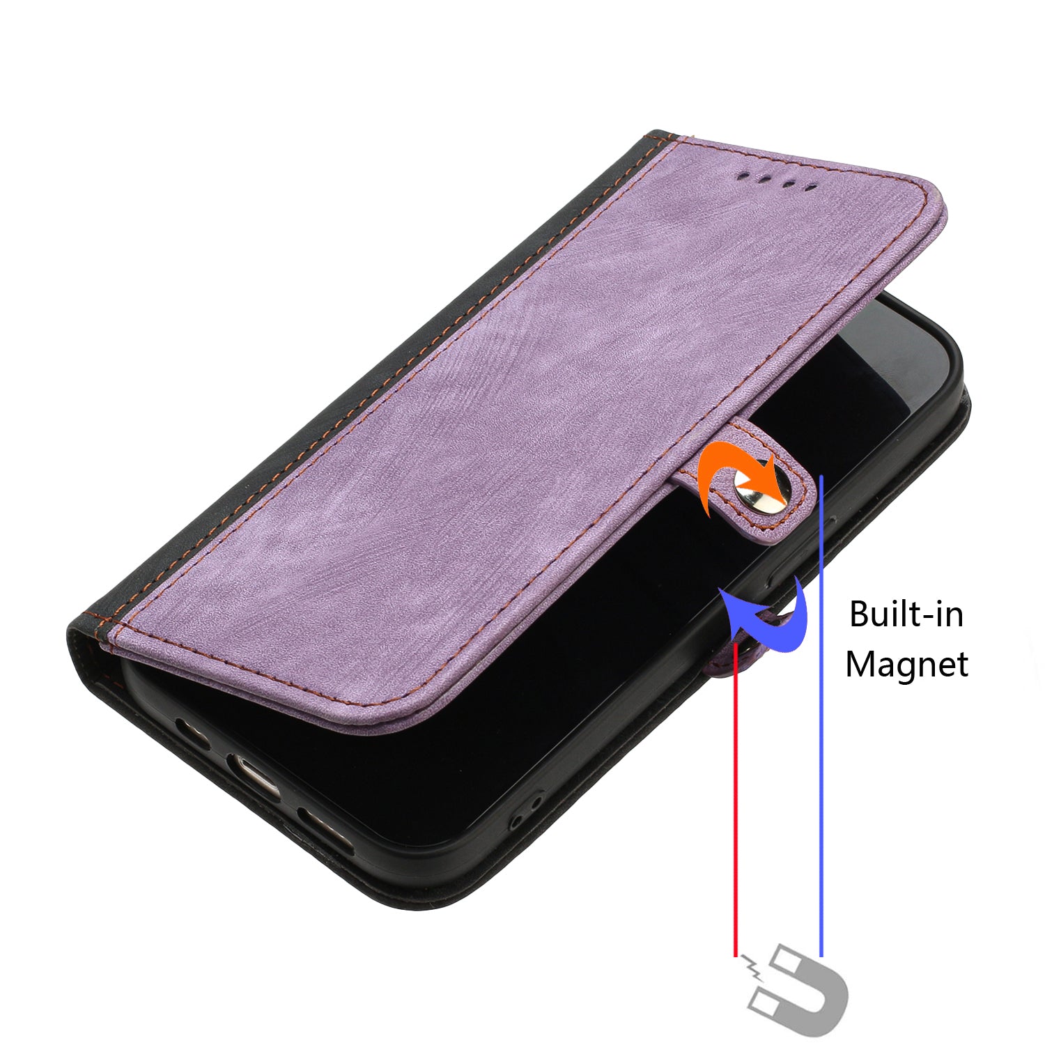 YX0020 For iPhone 16 Pro Max Case Phone Leather Cover Dual Magnetic Clasps - Purple