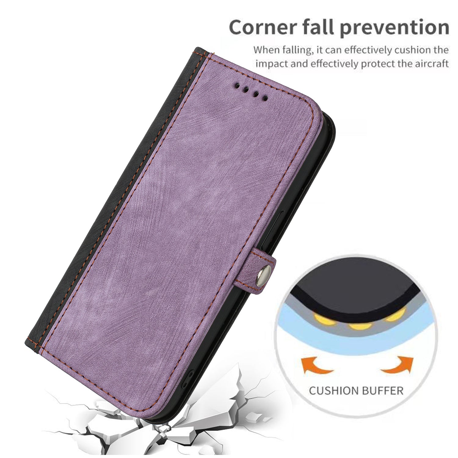 YX0020 For iPhone 16 Pro Max Case Phone Leather Cover Dual Magnetic Clasps - Purple