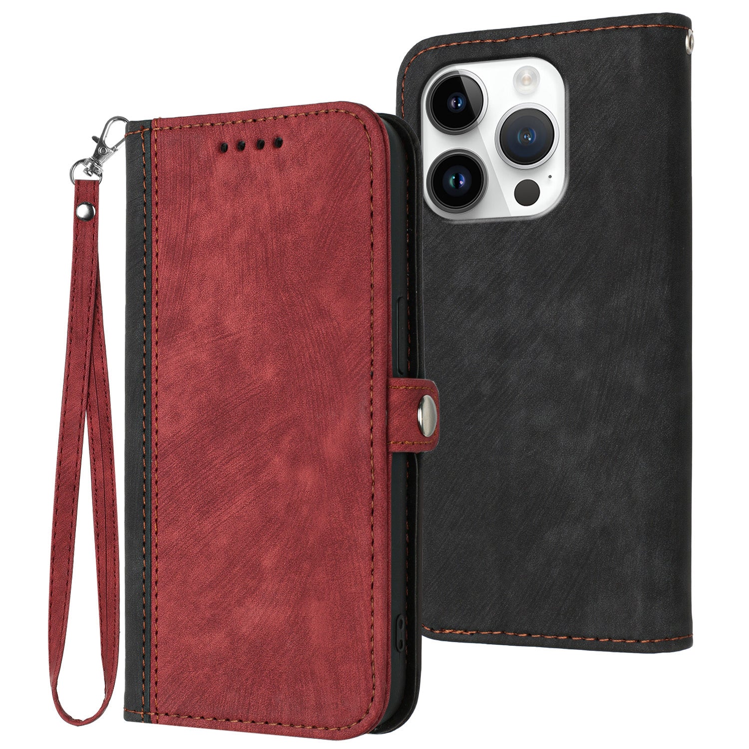 YX0020 For iPhone 16 Pro Max Case Phone Leather Cover Dual Magnetic Clasps - Red