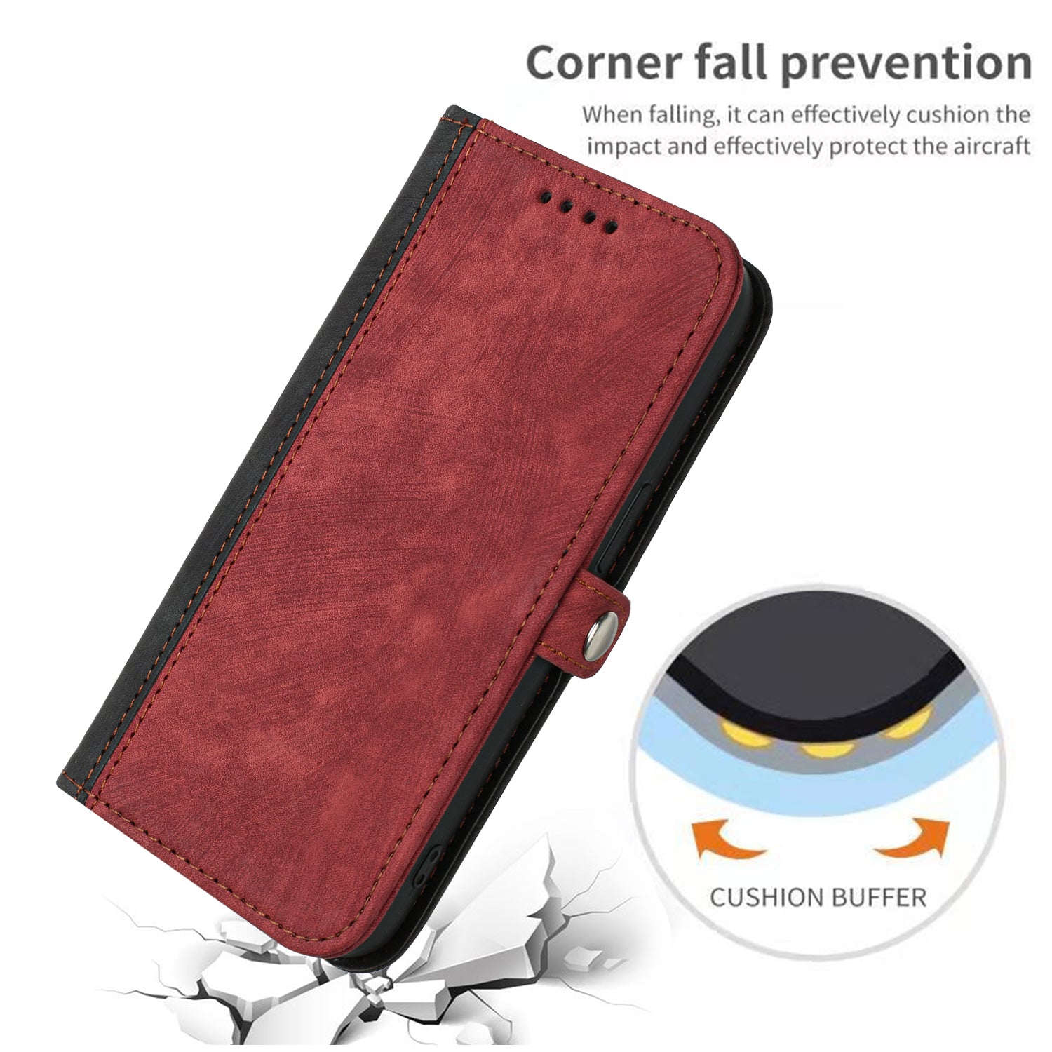 YX0020 For iPhone 16 Pro Max Case Phone Leather Cover Dual Magnetic Clasps - Red