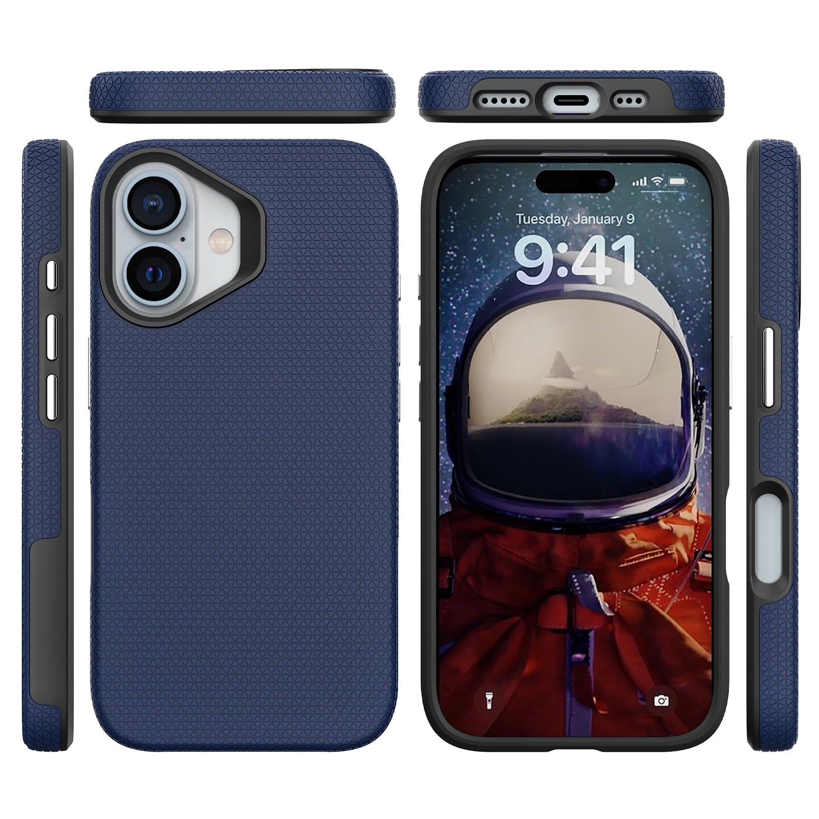 For iPhone 16 Plus Case Compatible with MagSafe TPU+PC Anti-Scratch Phone Cover - Navy Blue