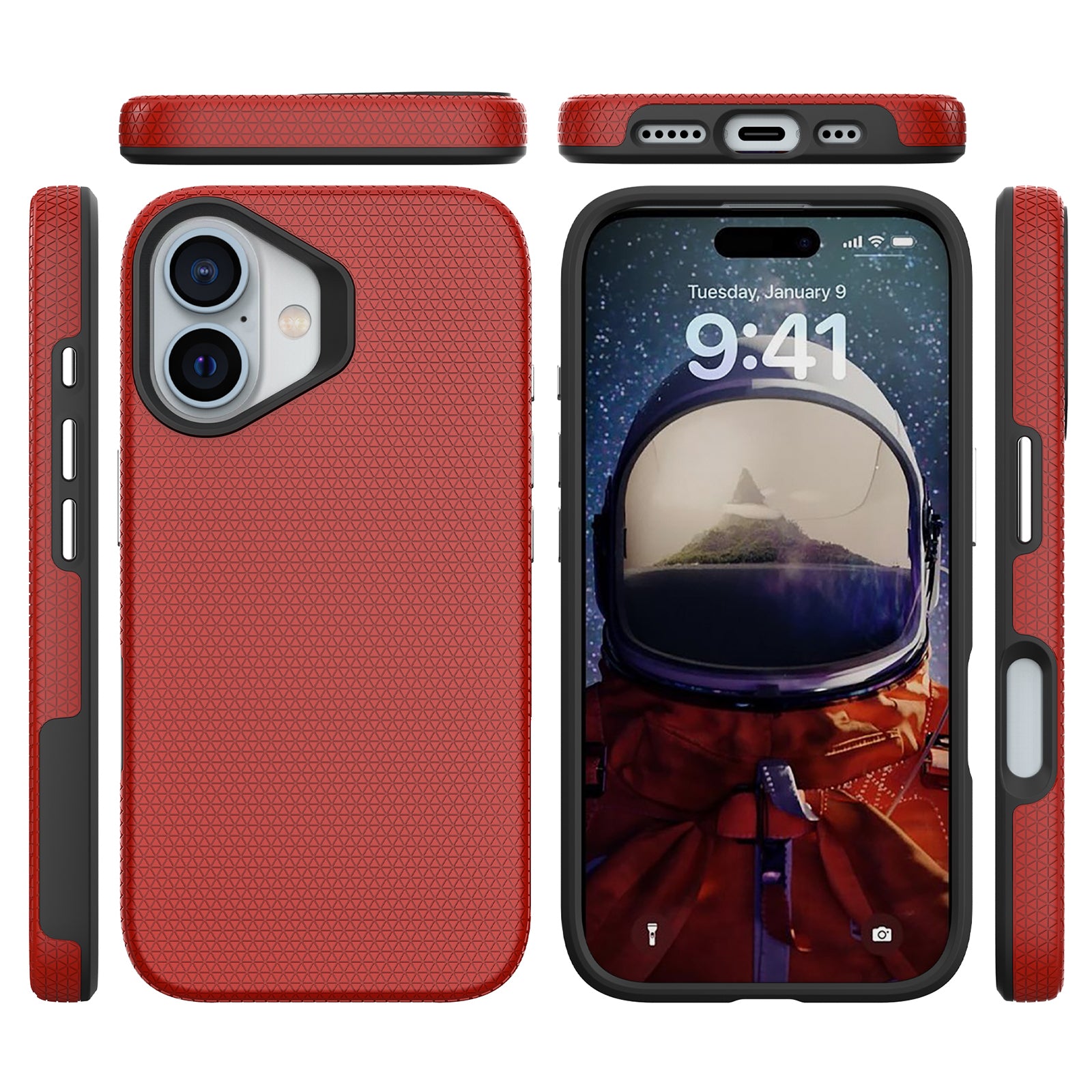 For iPhone 16 Case Compatible with MagSafe Protective TPU+PC Phone Cover - Red