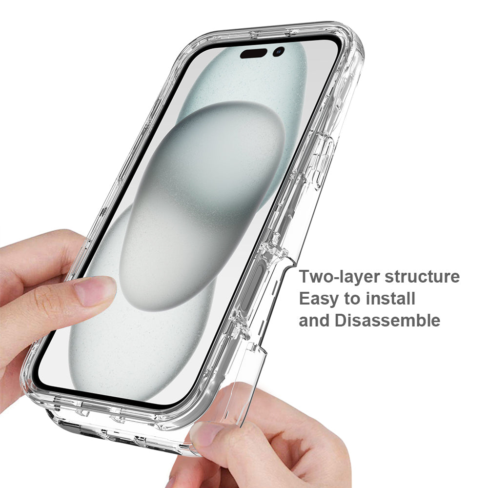 For iPhone 16 Plus Case High Transparency TPU+PC Anti-Drop Phone Cover