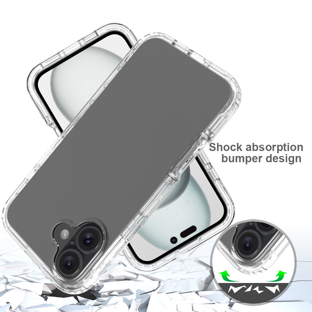 For iPhone 16 Plus Case High Transparency TPU+PC Anti-Drop Phone Cover