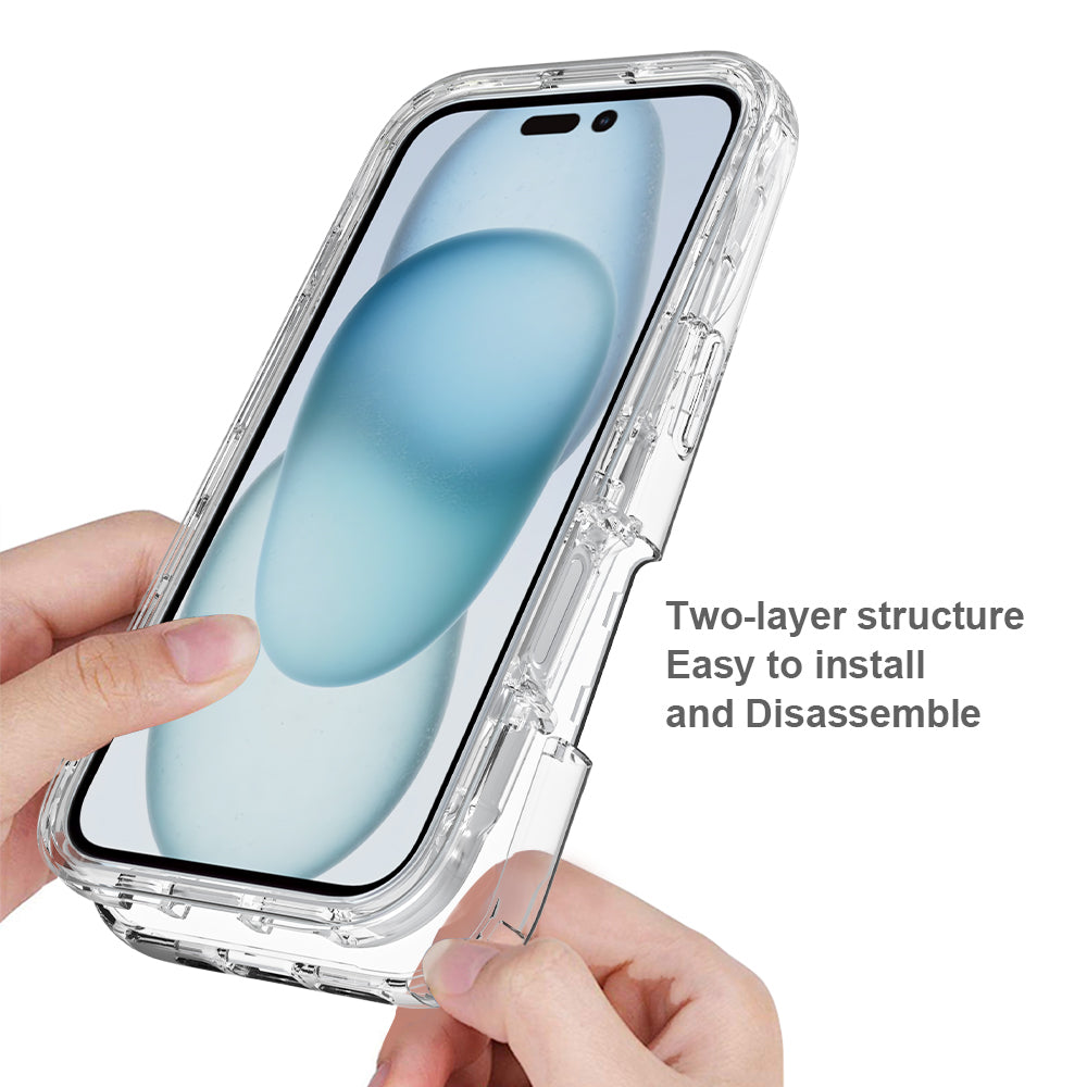 For iPhone 16 Case TPU+PC 2-in-1 Drop-Proof Clear Phone Cover