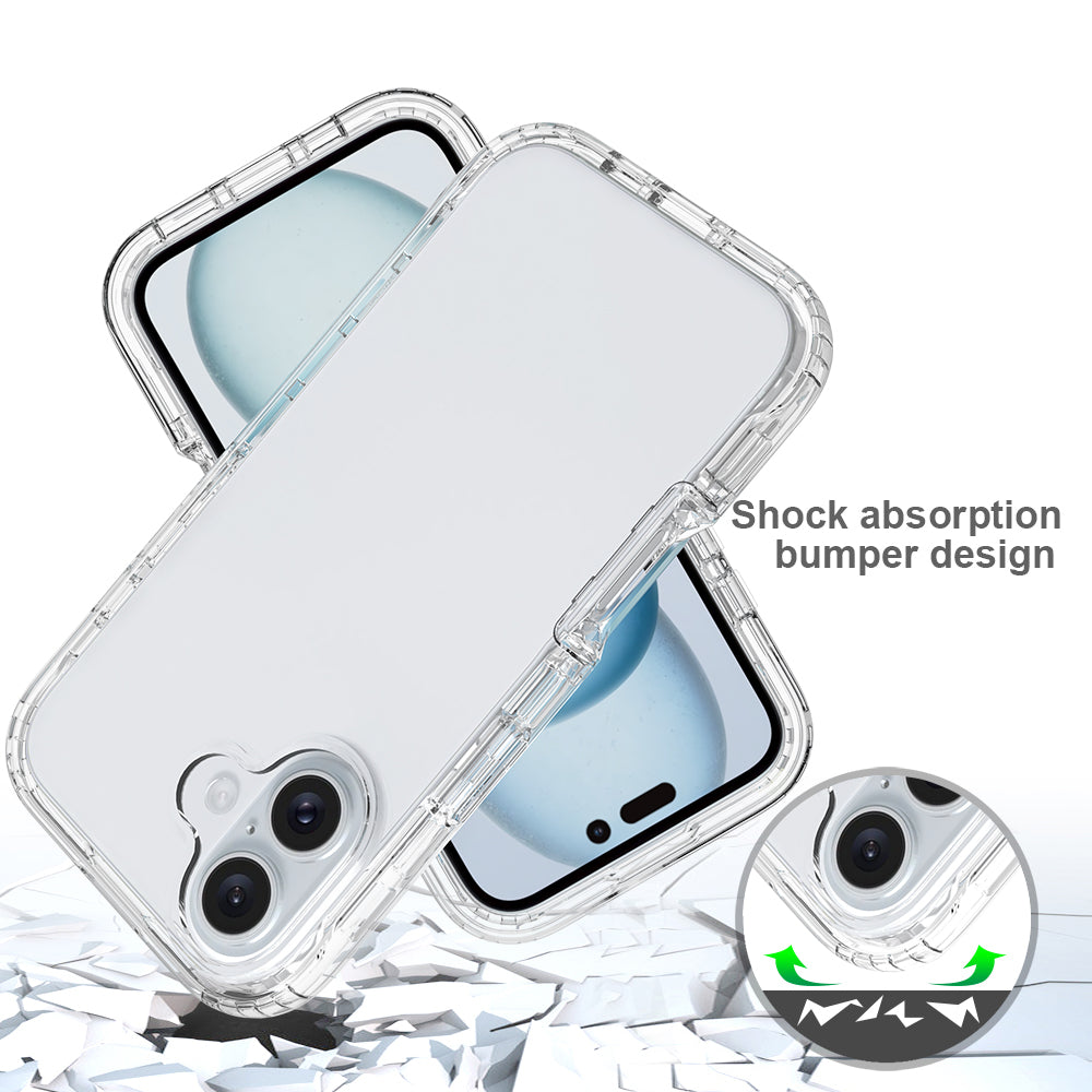 For iPhone 16 Case TPU+PC 2-in-1 Drop-Proof Clear Phone Cover