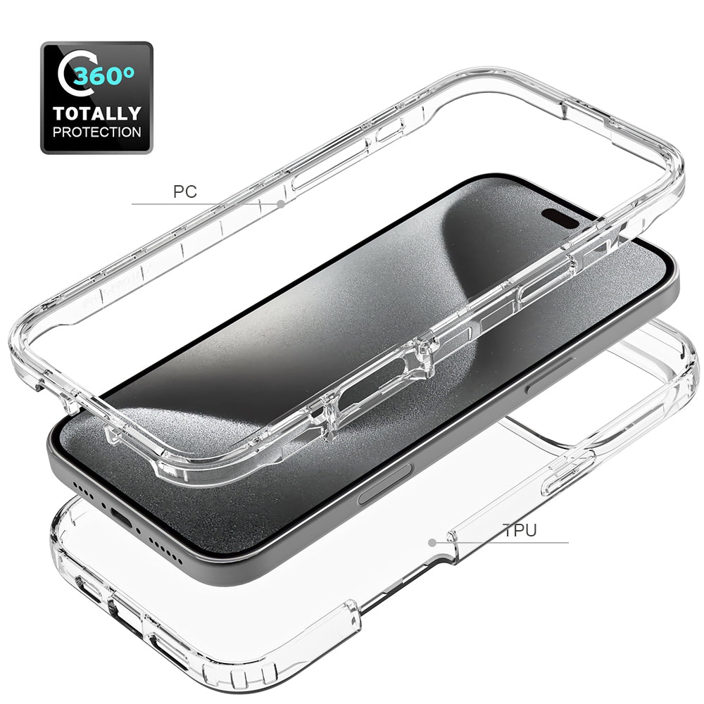 For iPhone 16 Pro Max Clear Case Shockproof TPU+PC Hybrid Phone Cover