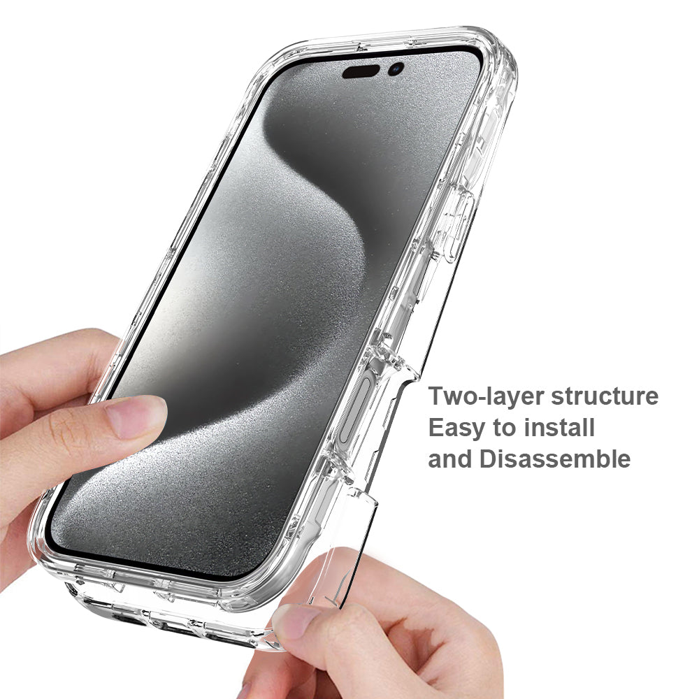 For iPhone 16 Pro Max Clear Case Shockproof TPU+PC Hybrid Phone Cover