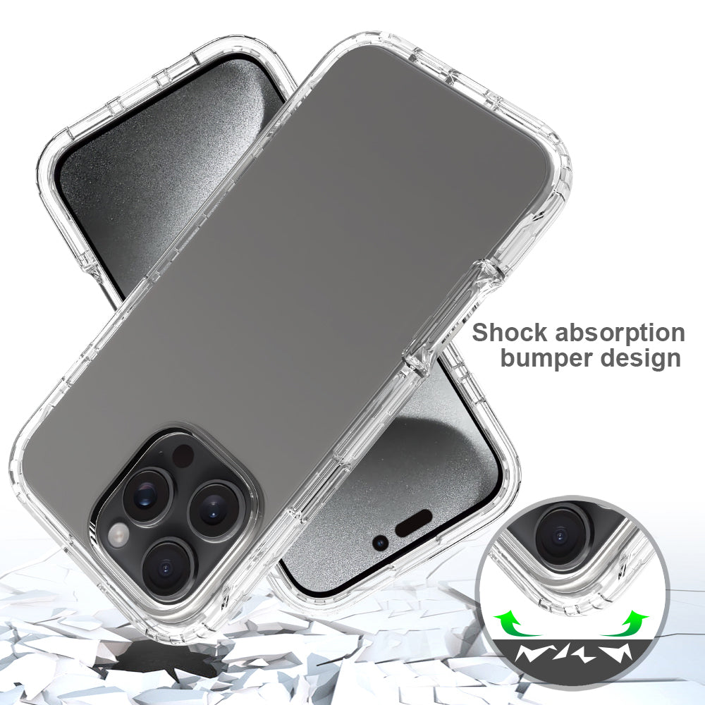 For iPhone 16 Pro Max Clear Case Shockproof TPU+PC Hybrid Phone Cover